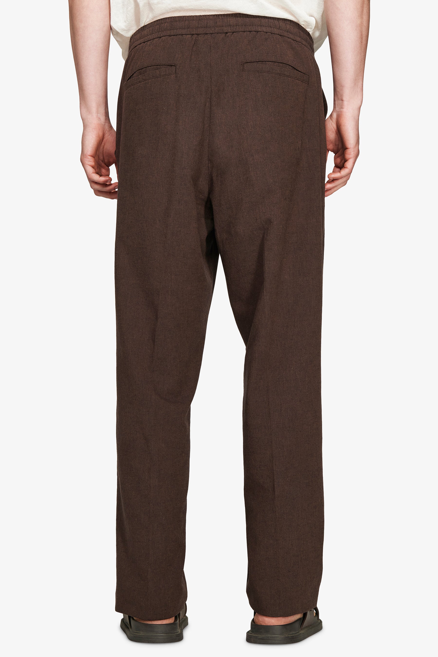 Pantaloni misto lino marroni "Volume"