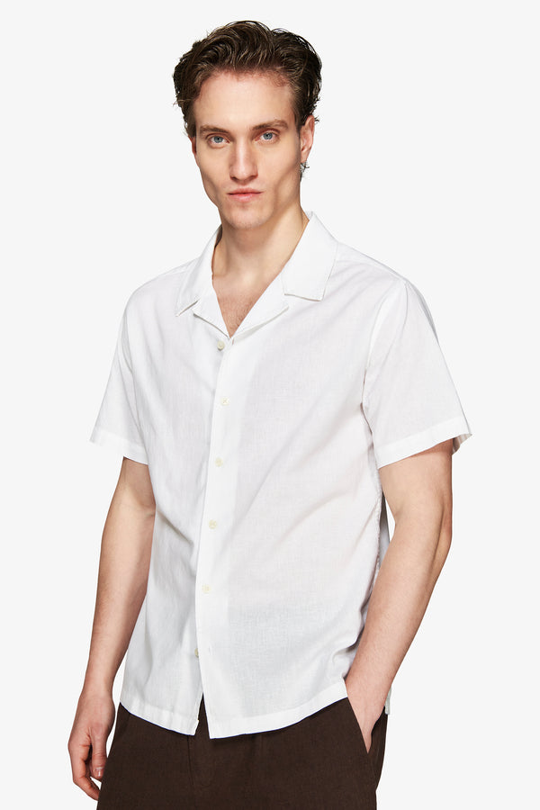 VOLUME White Hawaiian linen blend shirt