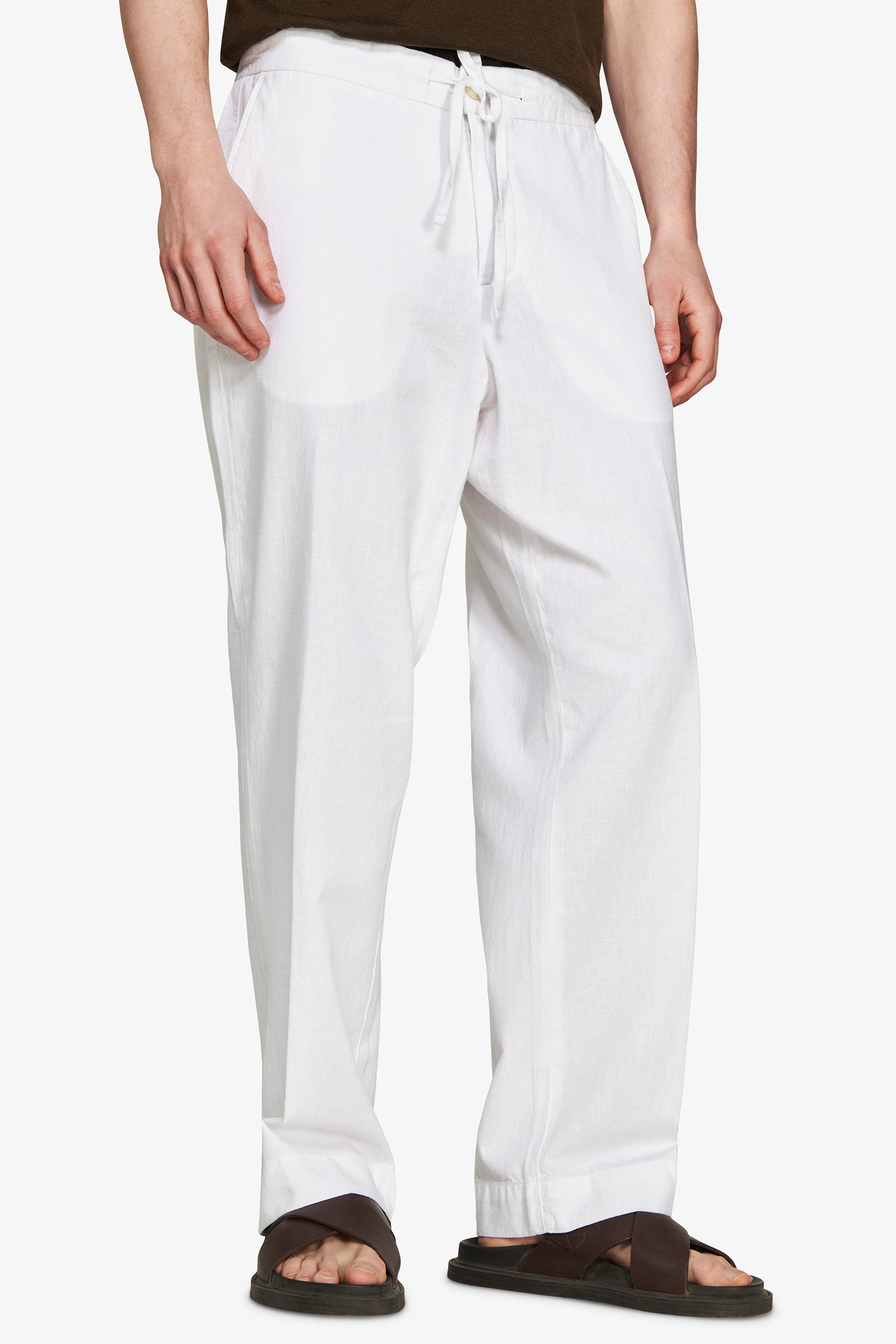 Pantaloni misto lino bianchi "Volume"