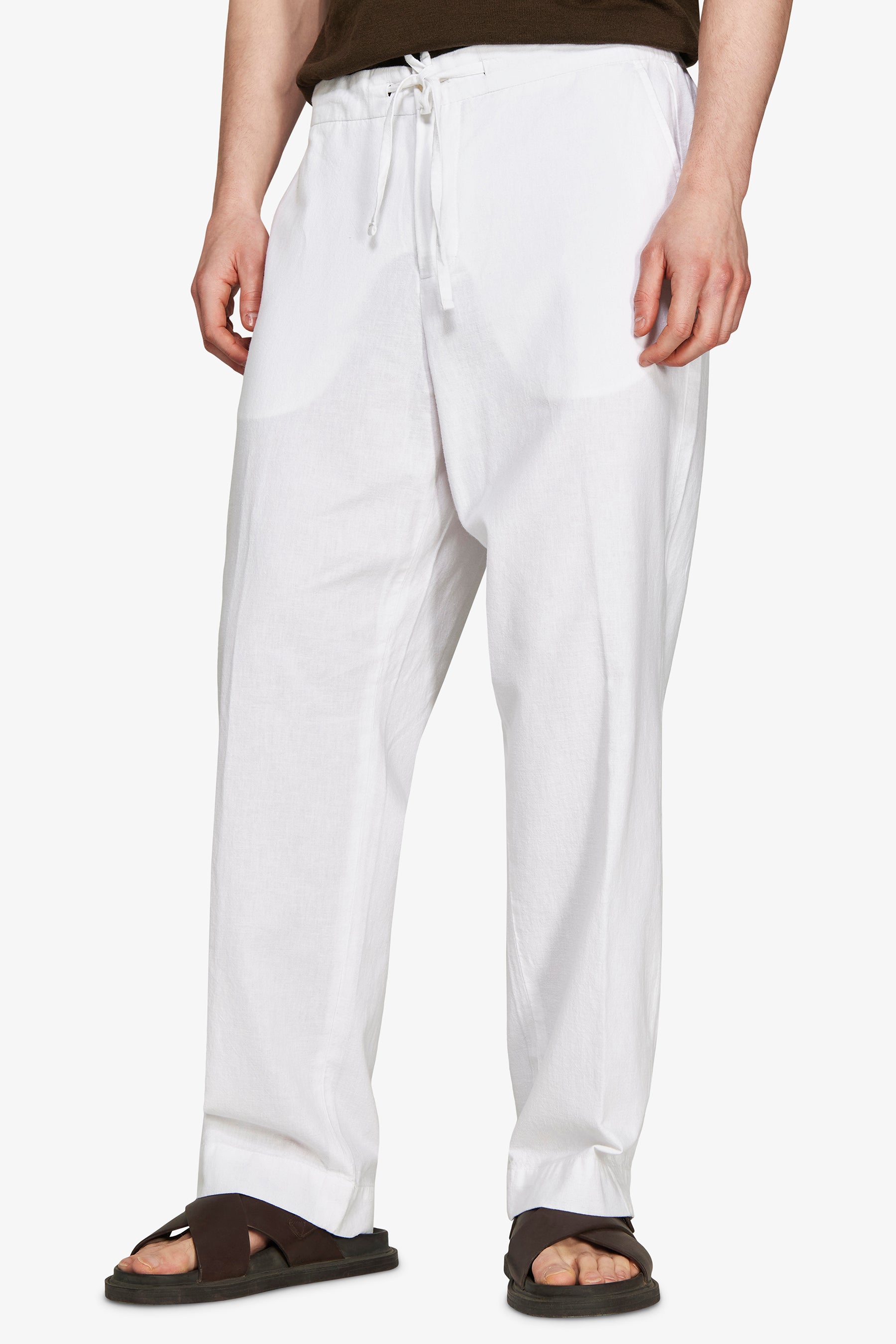 Pantaloni misto lino bianchi "Volume"