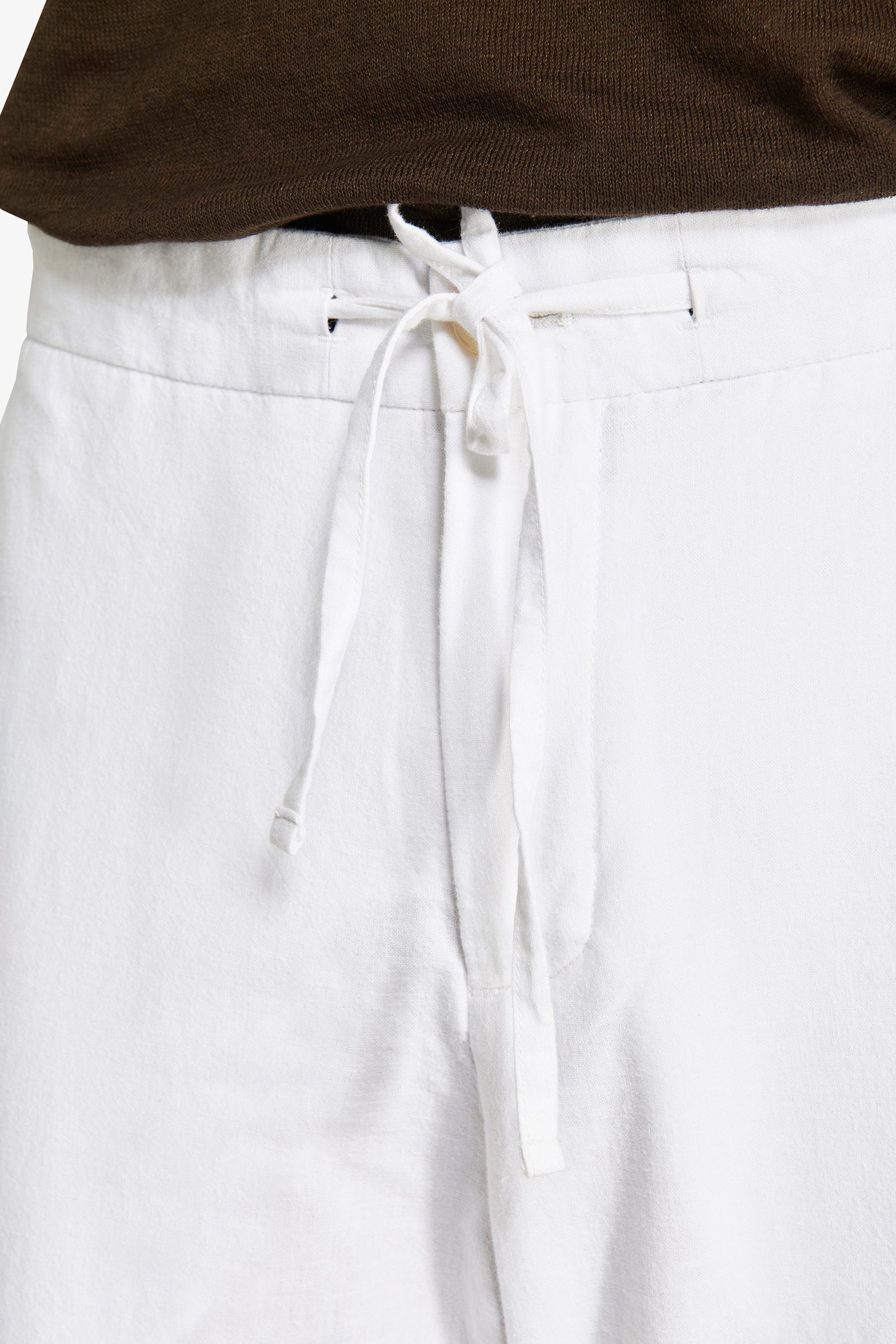 VOLUME White linen blend trousers