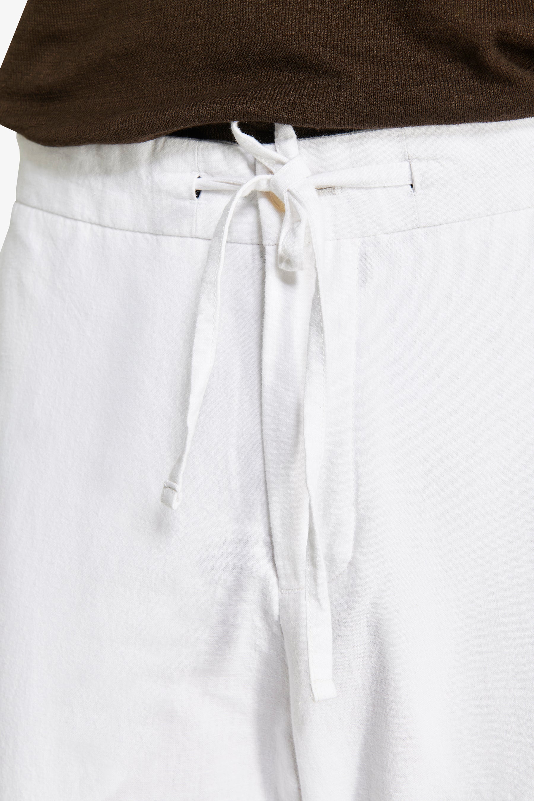 Pantaloni misto lino bianchi "Volume"