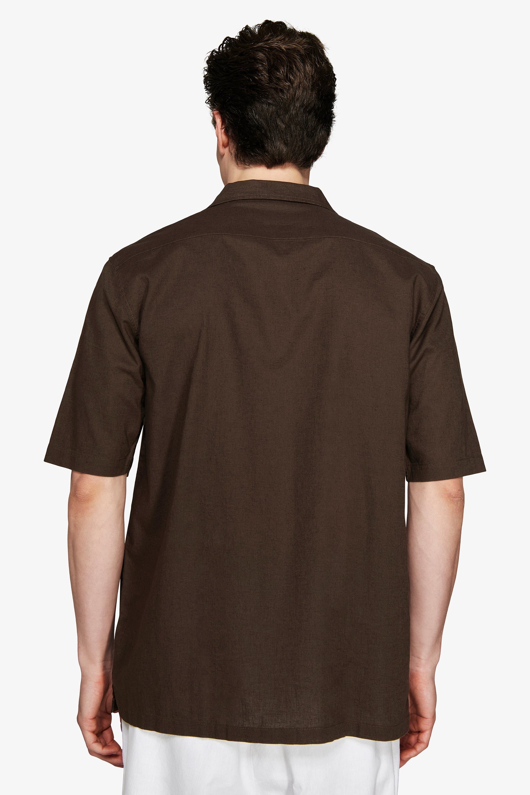 VOLUME Dark brown linen blend shirt