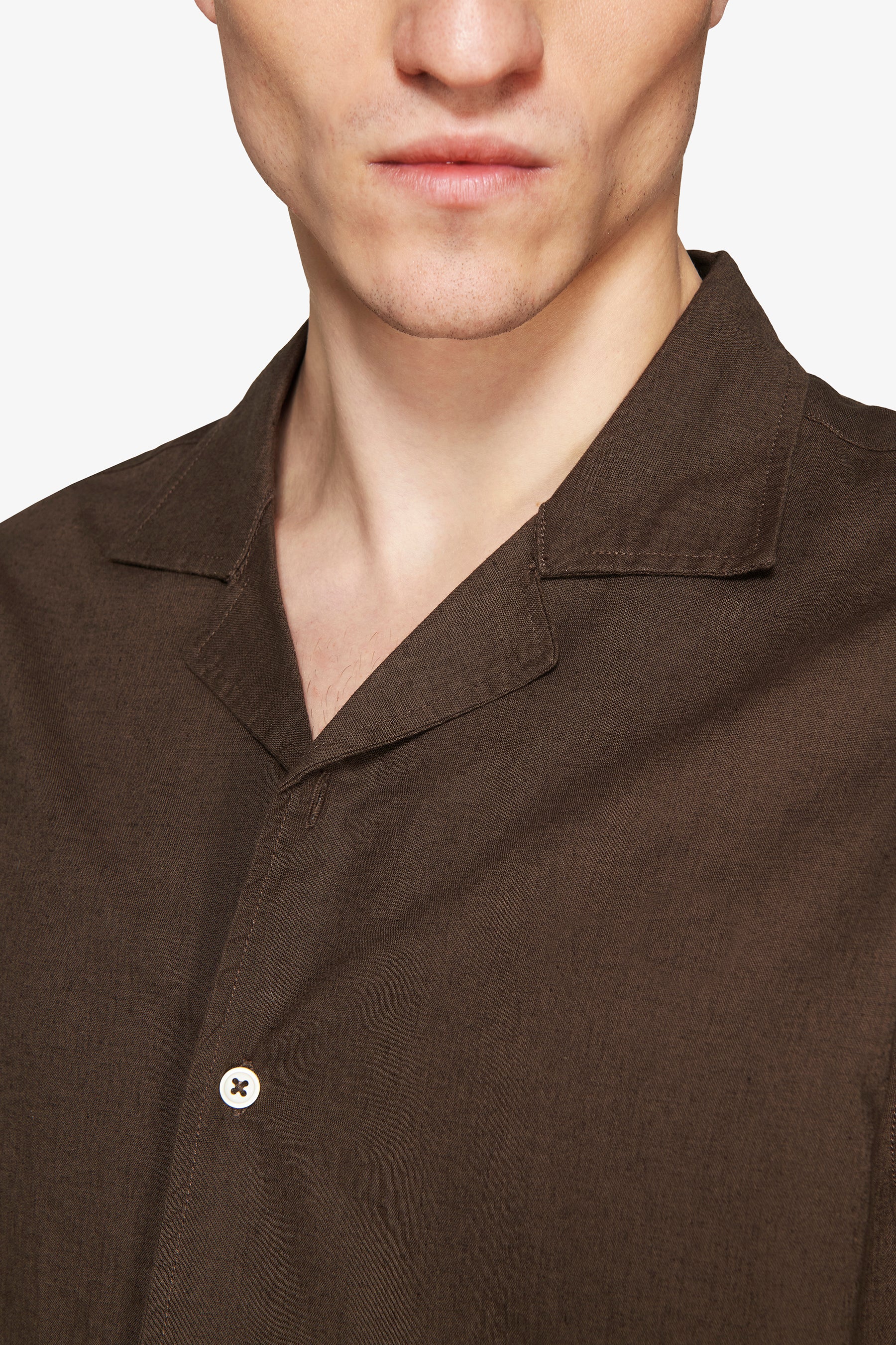 VOLUME Dark brown linen blend shirt