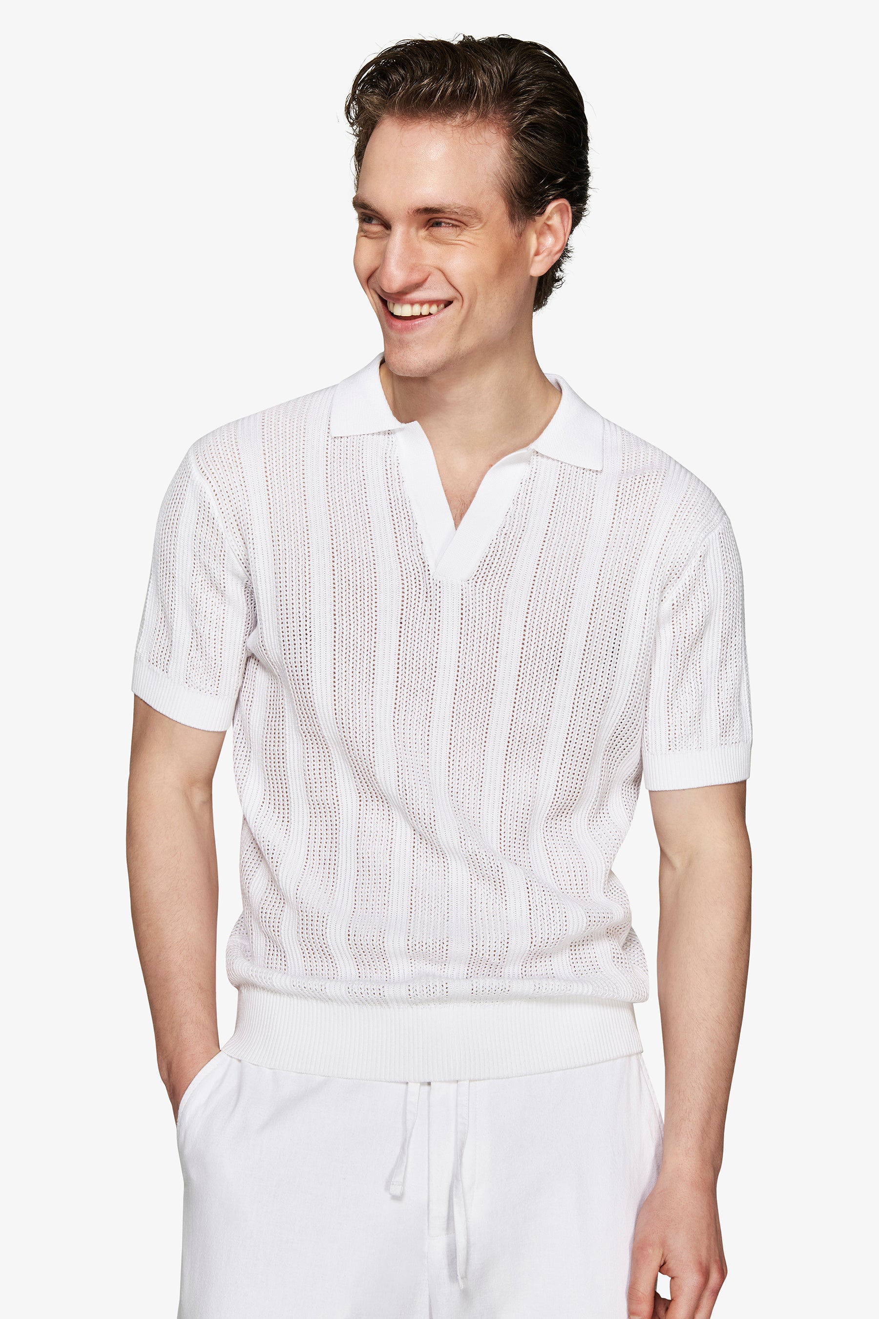 Polo in maglia armaturata bianca "Volume"