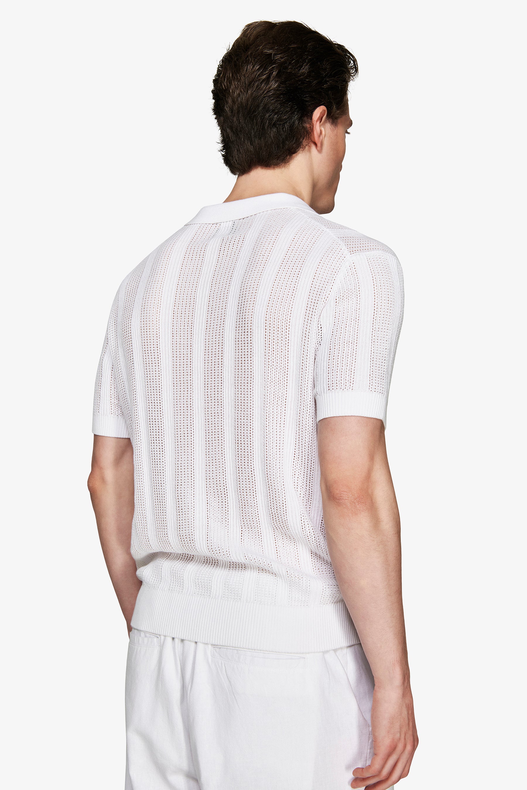 Polo in maglia armaturata bianca "Volume"