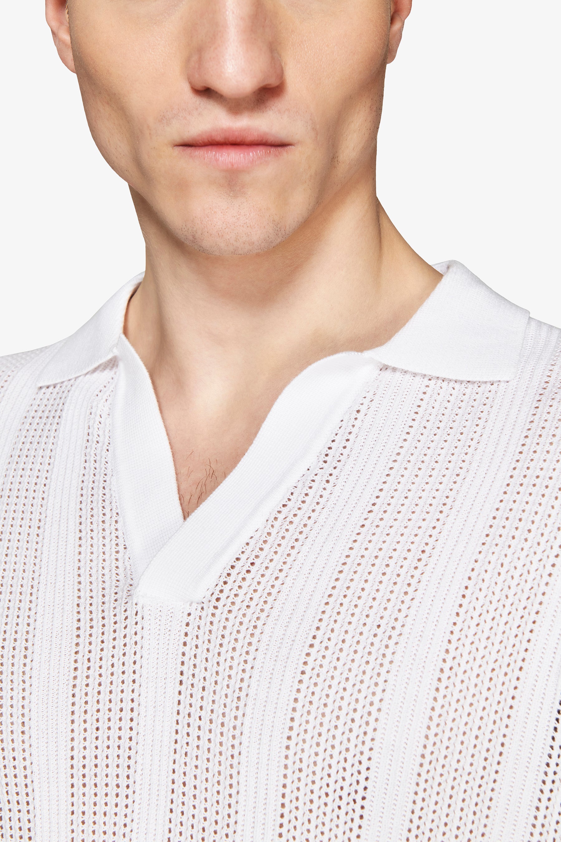 Polo de punto jersey texturizado blanco 
