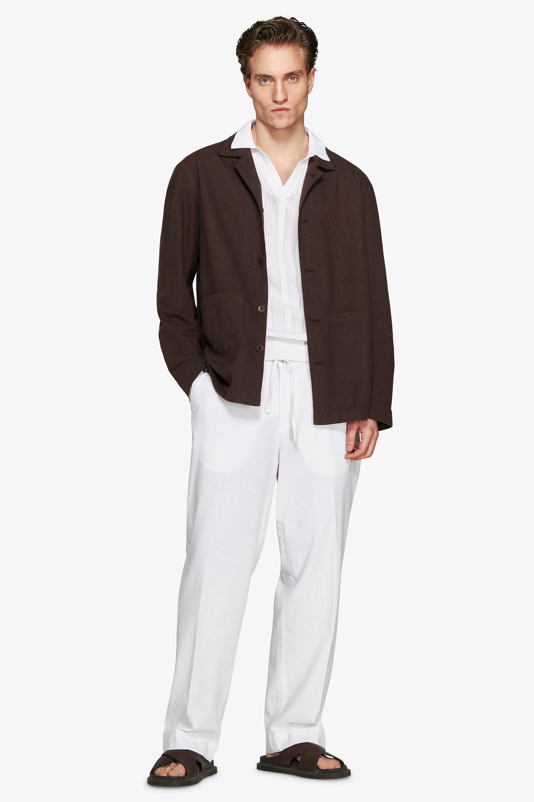 Overshirt misto lino moro "Volume"