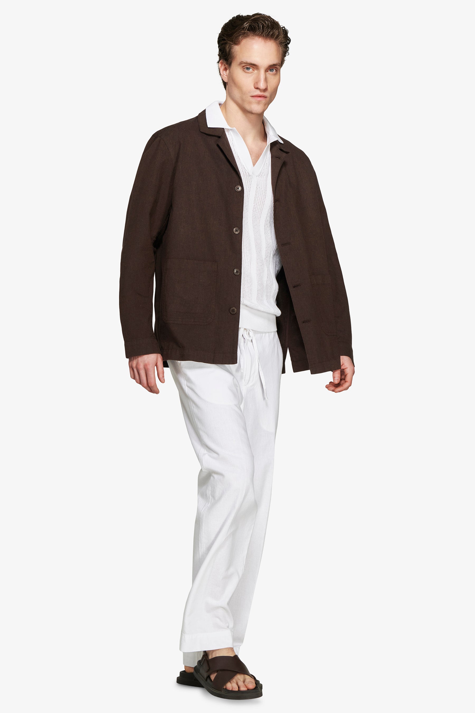 Giacca misto lino moro "Volume"