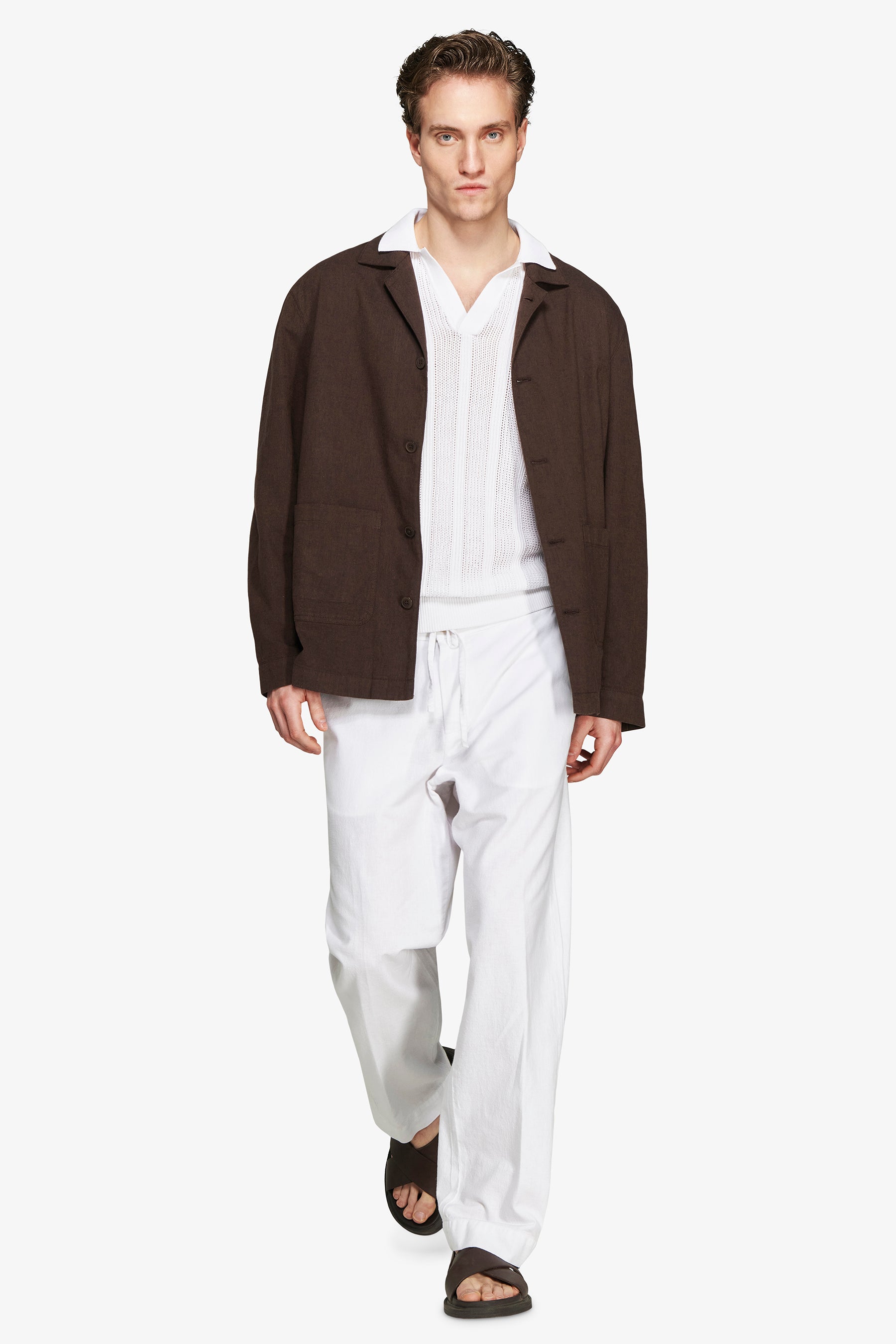 Giacca misto lino moro "Volume"