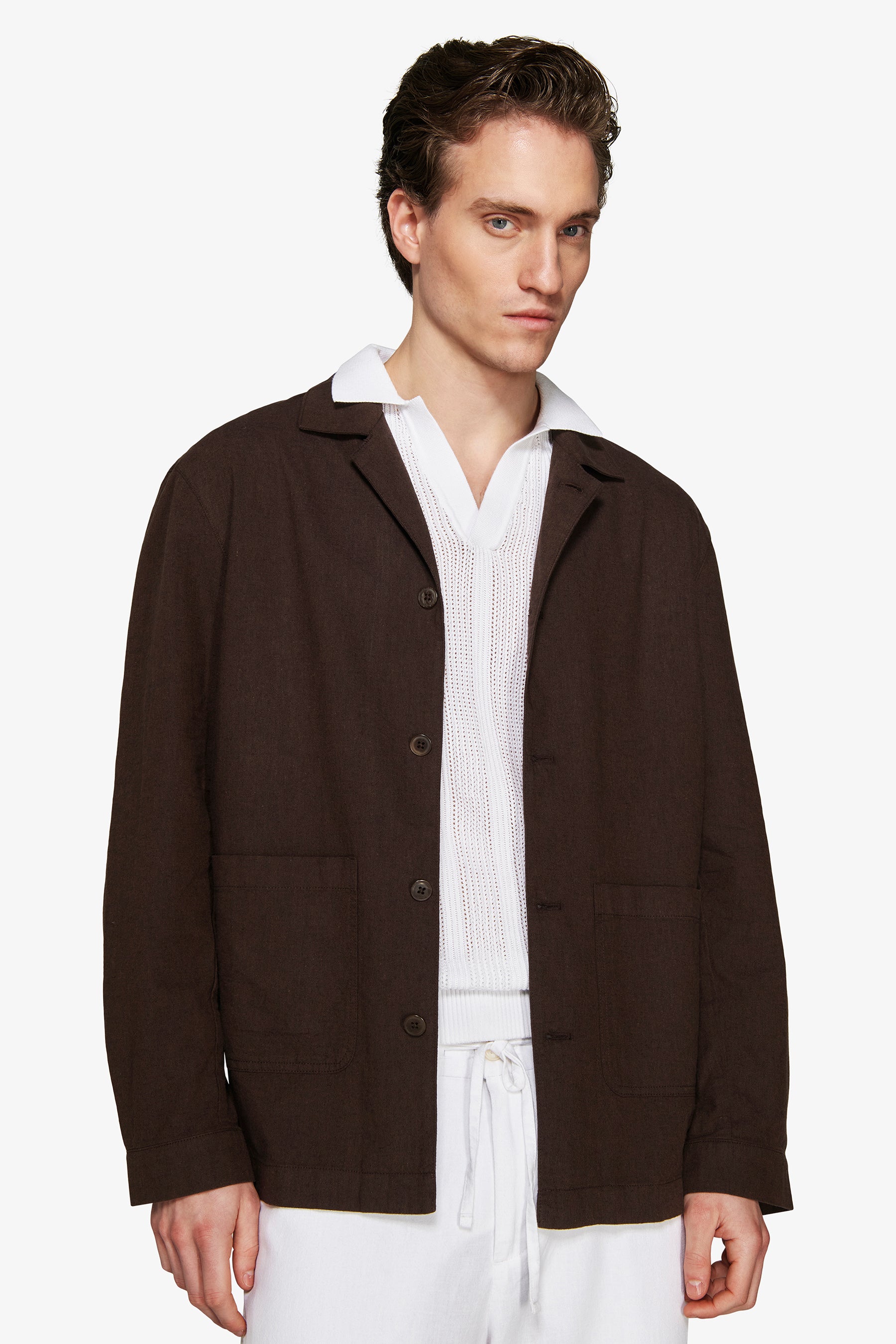 Giacca misto lino moro "Volume"