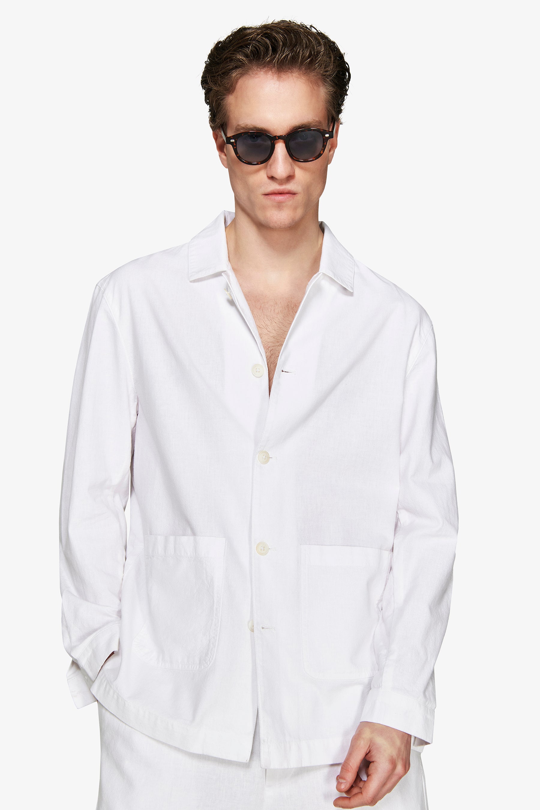 Giacca misto lino bianca "Volume"