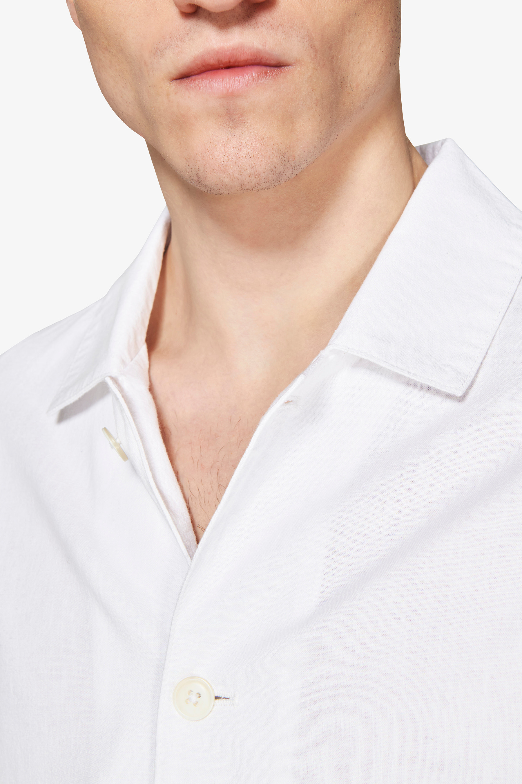 Overshirt misto lino bianca "Volume"