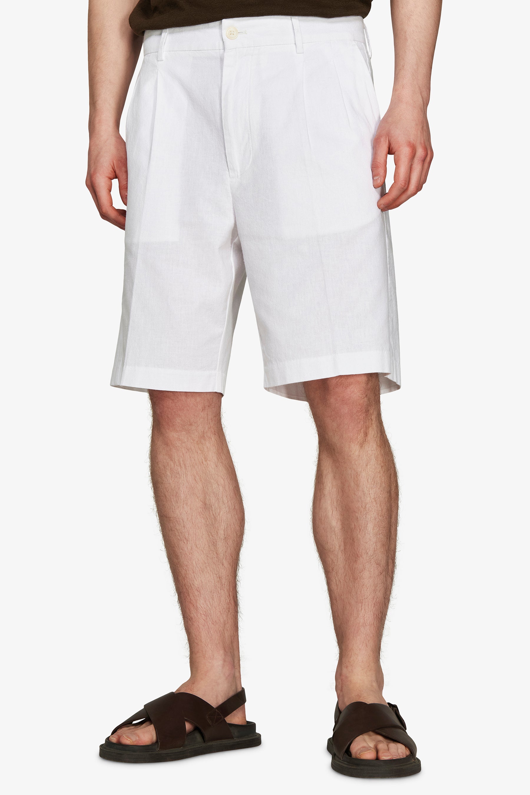 Bermuda misto lino bianco "Volume"