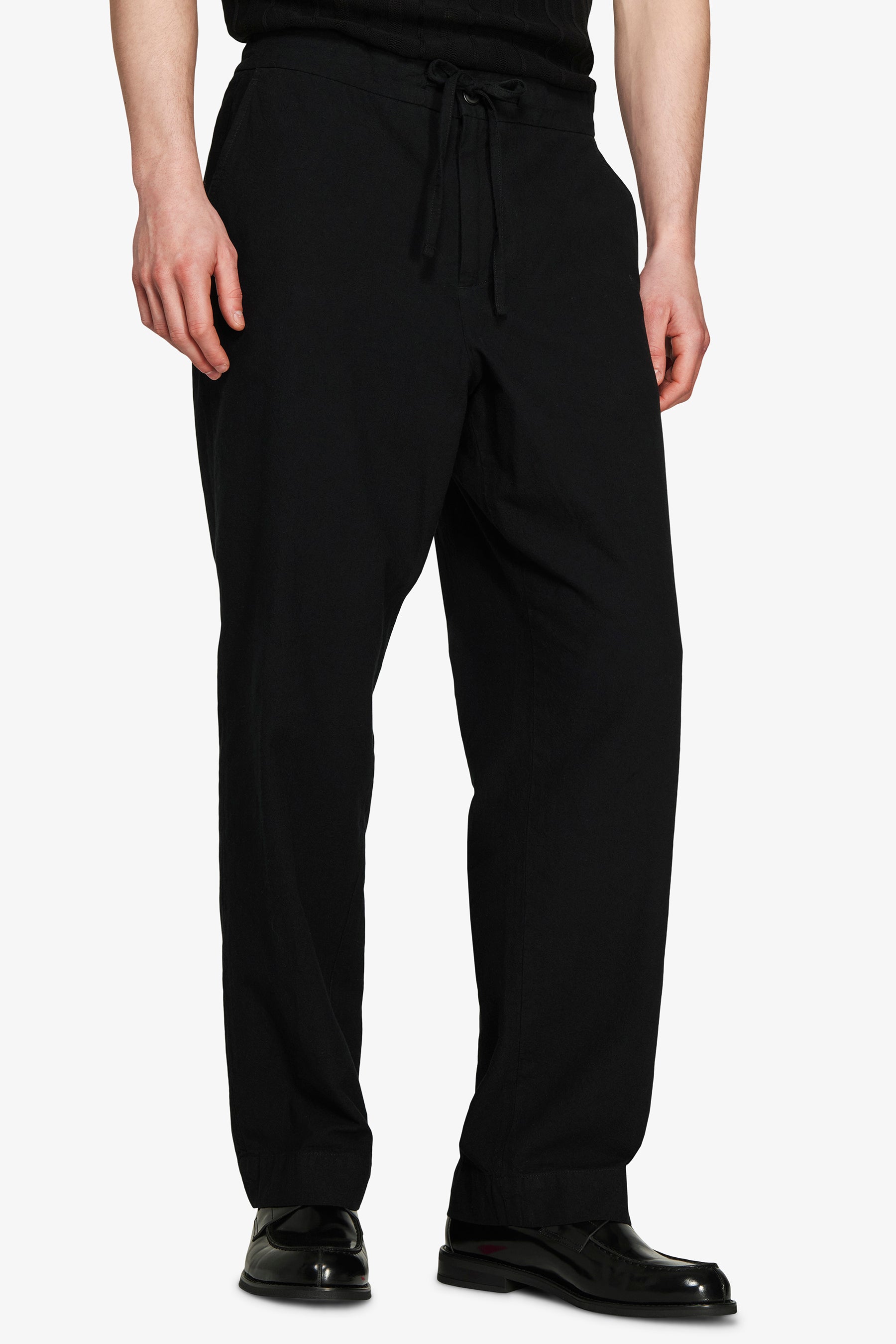 Pantaloni misto lino neri "Volume"