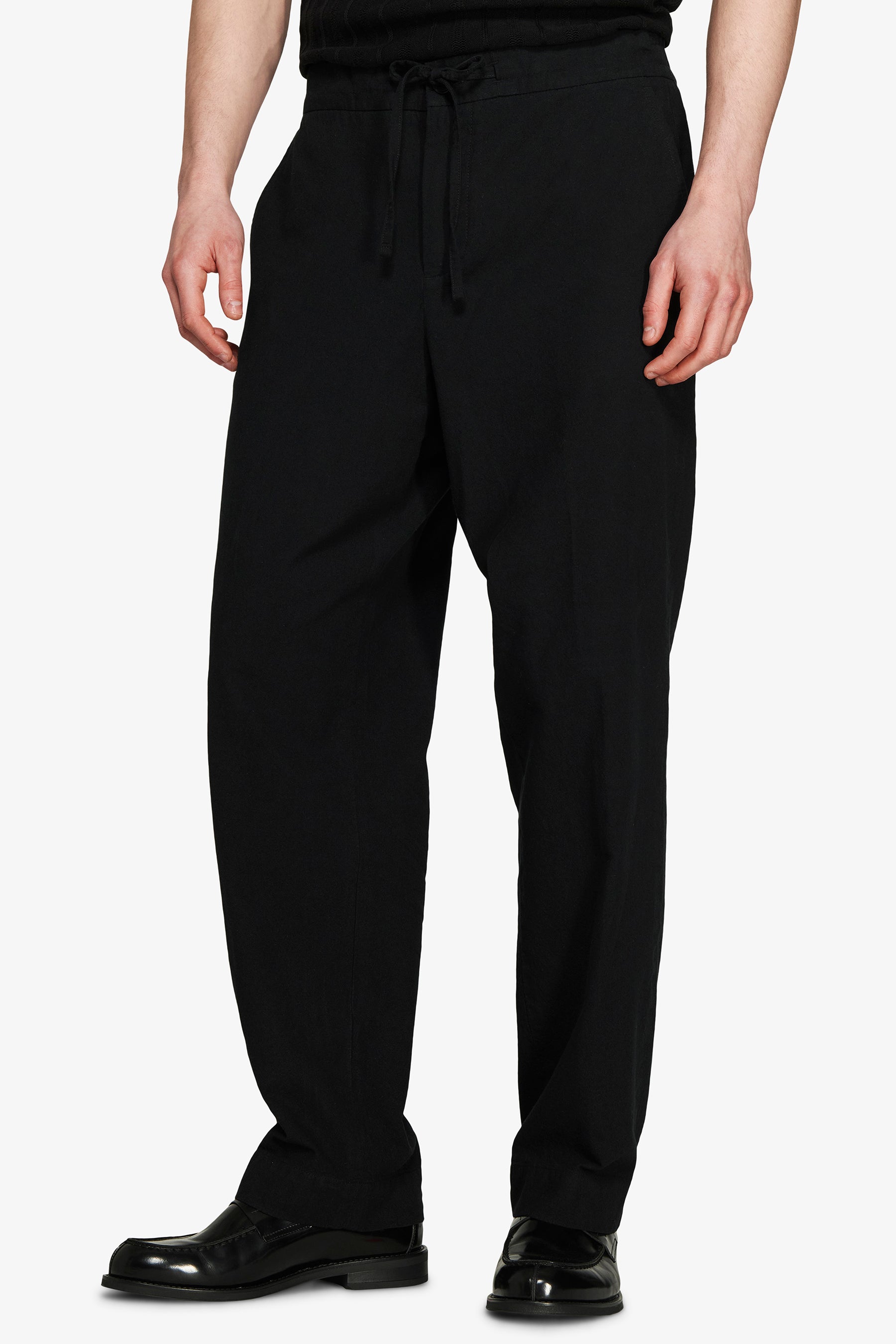 Pantaloni misto lino neri "Volume"