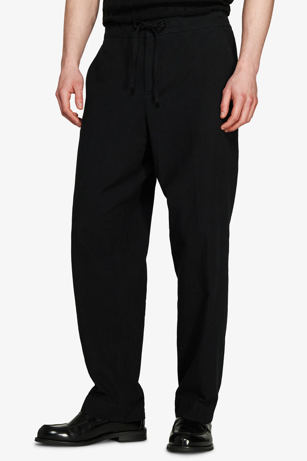 VOLUME Black linen blend trousers