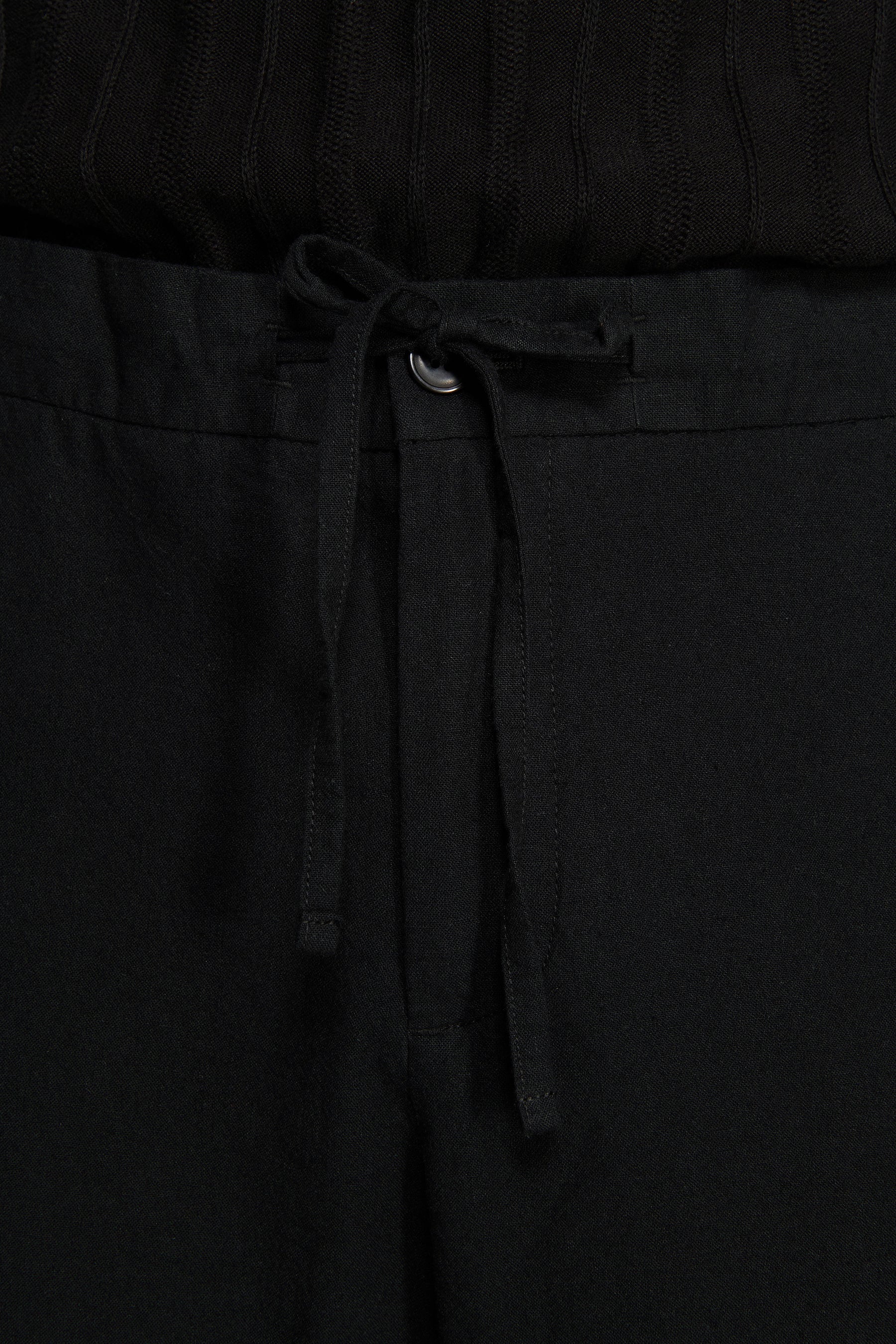 Pantaloni misto lino neri "Volume"