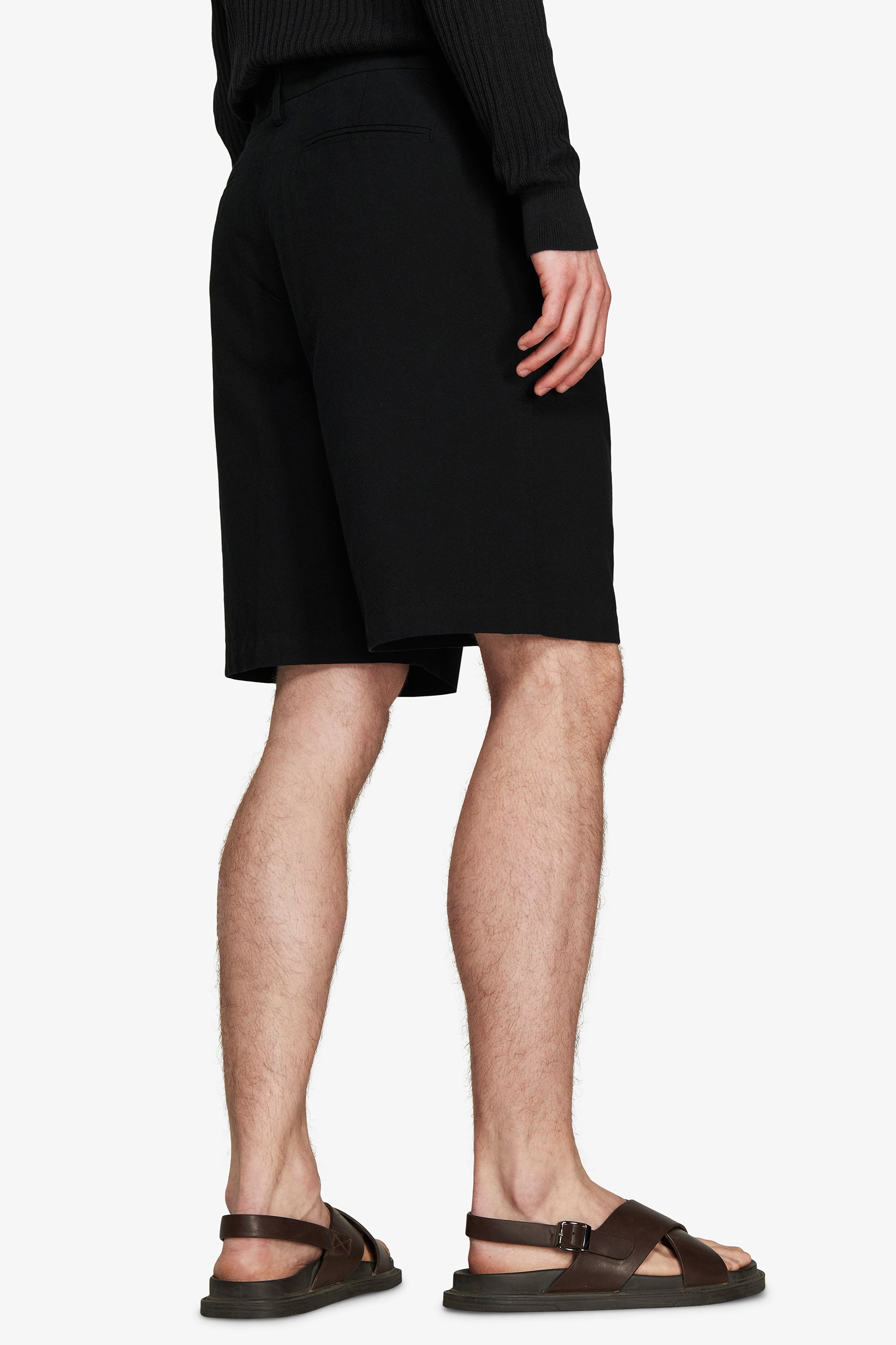 Bermuda misto lino nero "Volume"