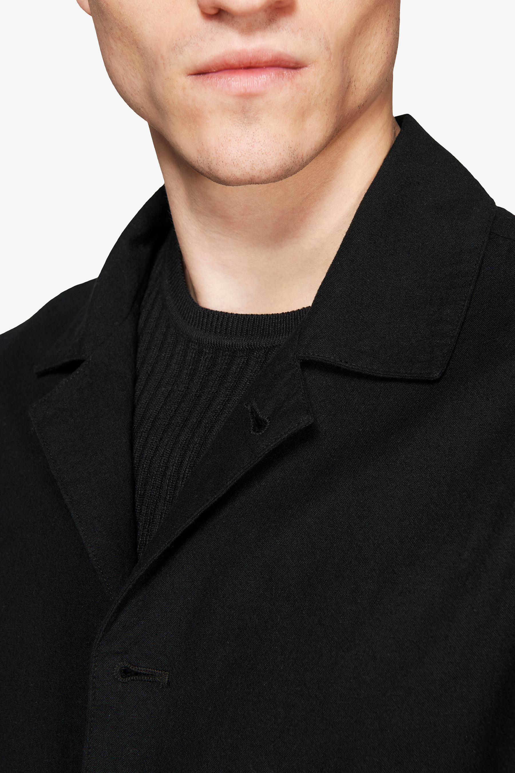 Overshirt misto lino nera "Volume"