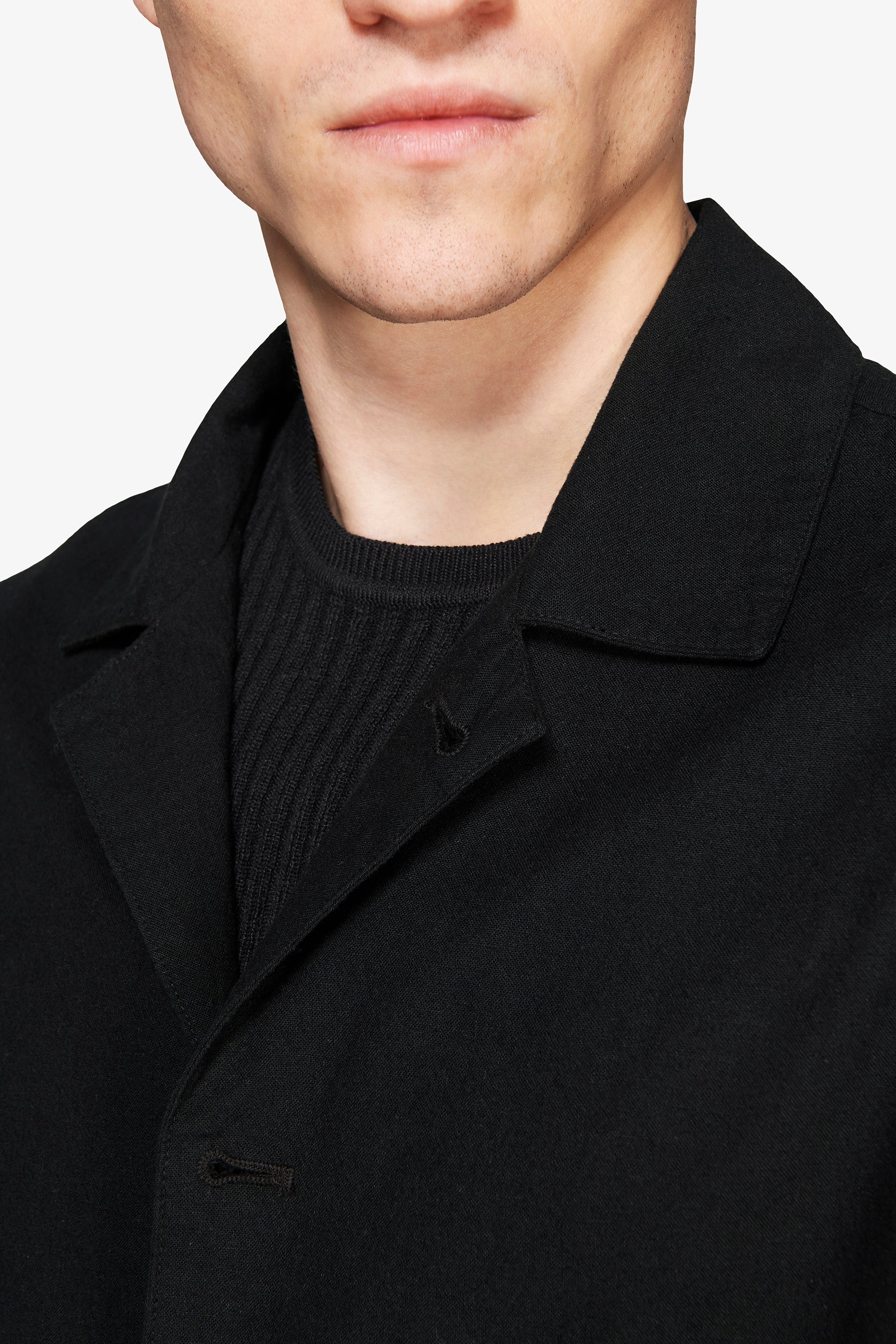 Giacca misto lino nera "Volume"