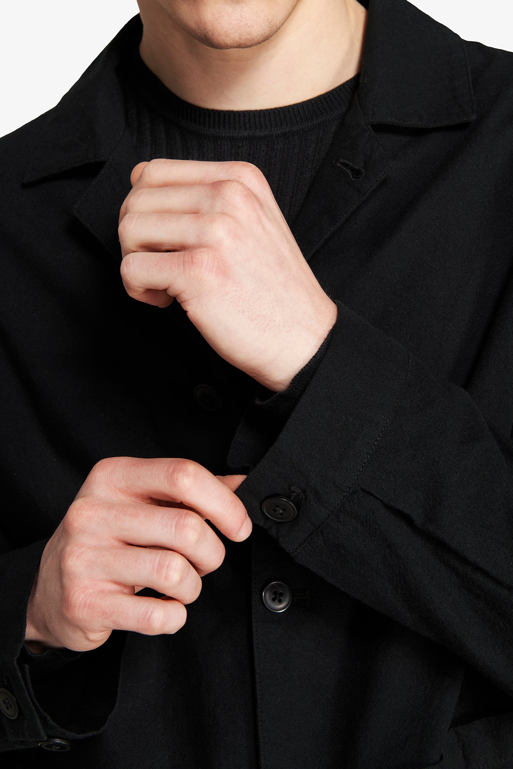 Giacca misto lino nera "Volume"