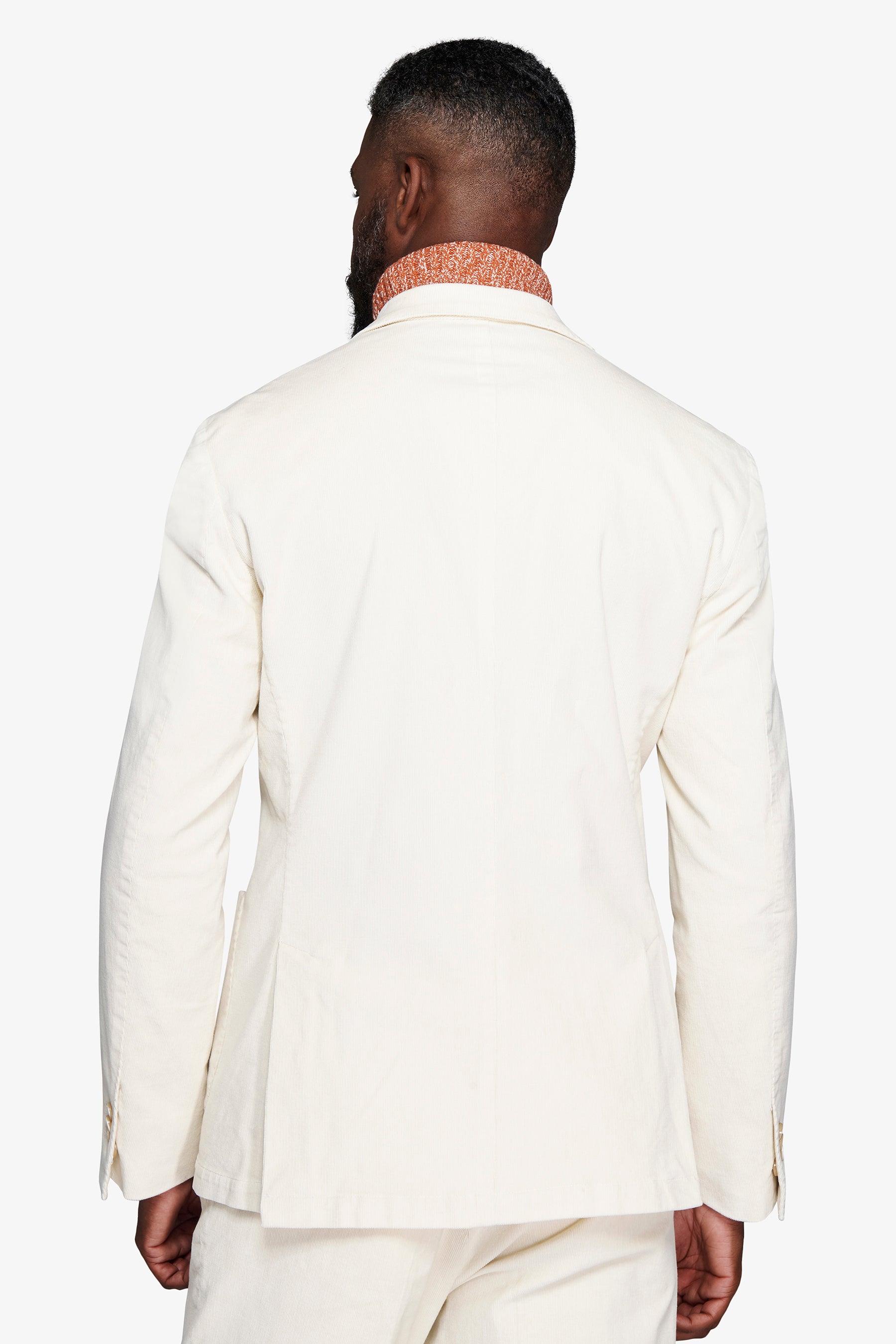 Giacca doppiopetto in velluto duemila righe panna