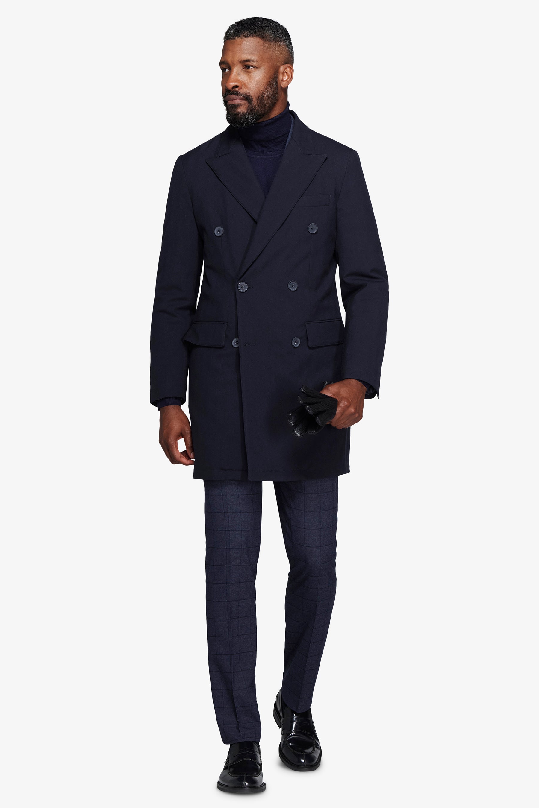 Cappotto doppiopetto Herringbone blu