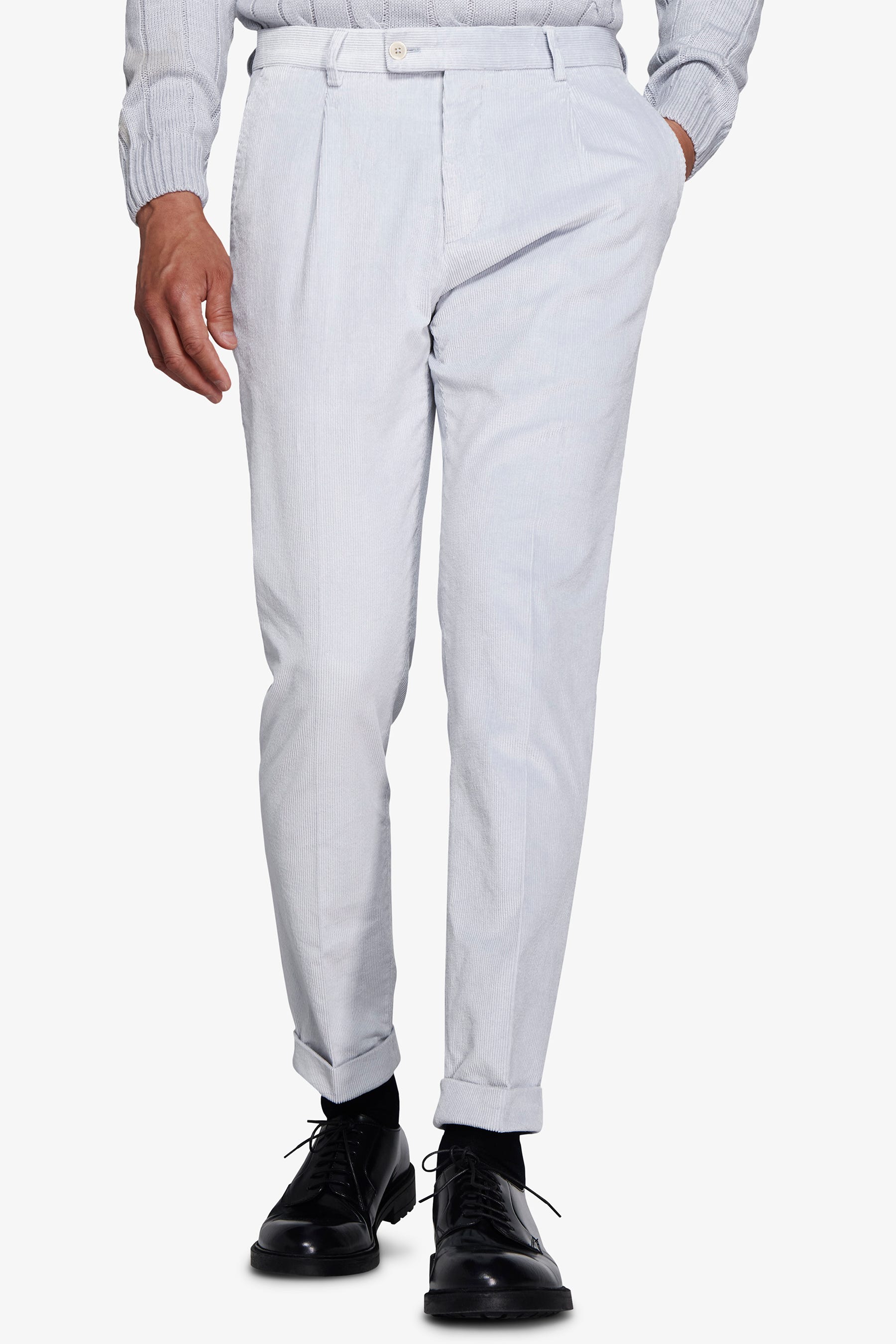 Pantaloni velluto a coste celeste-Dan John