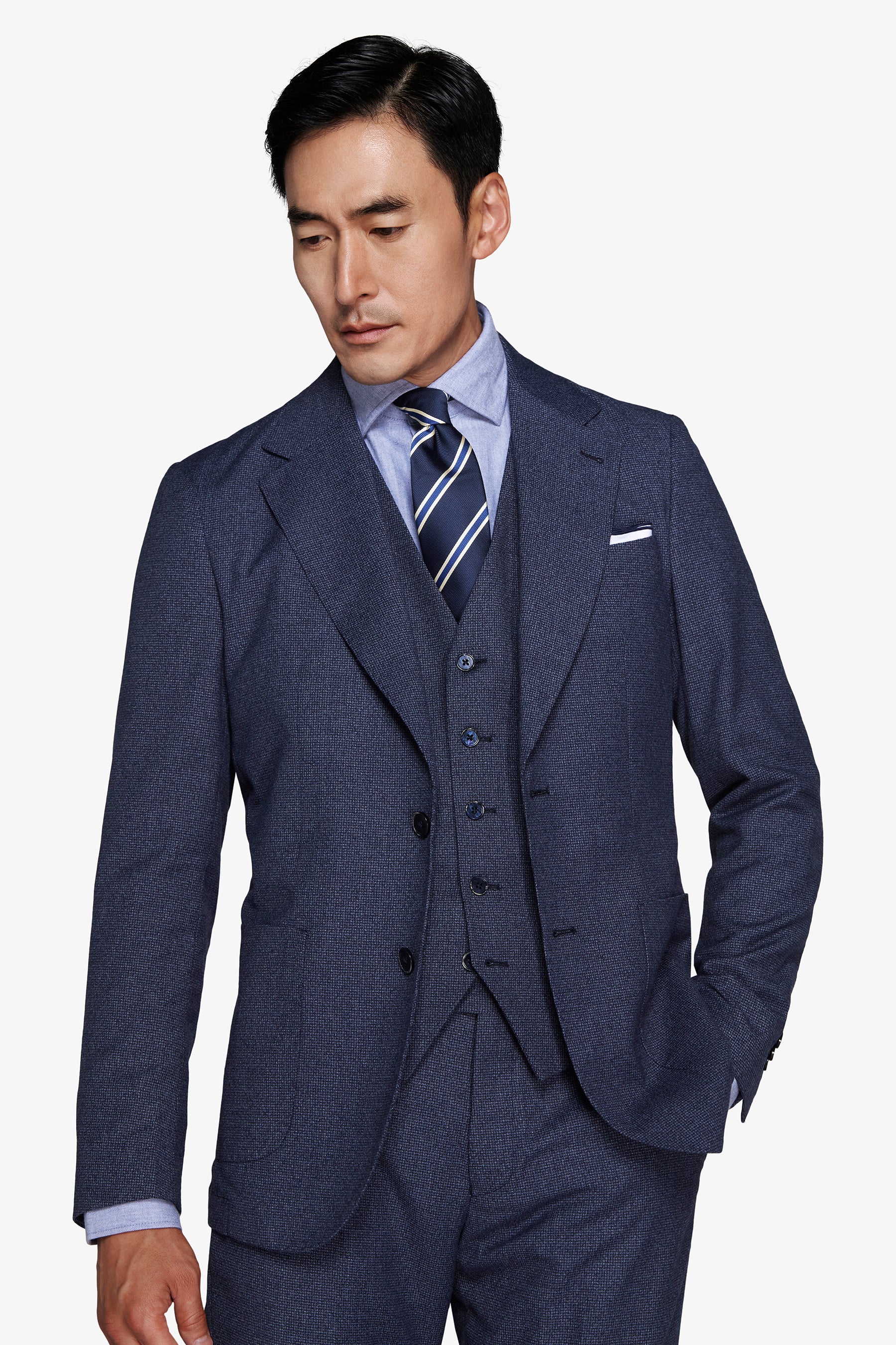 Powder blue Pied de Poule blazer