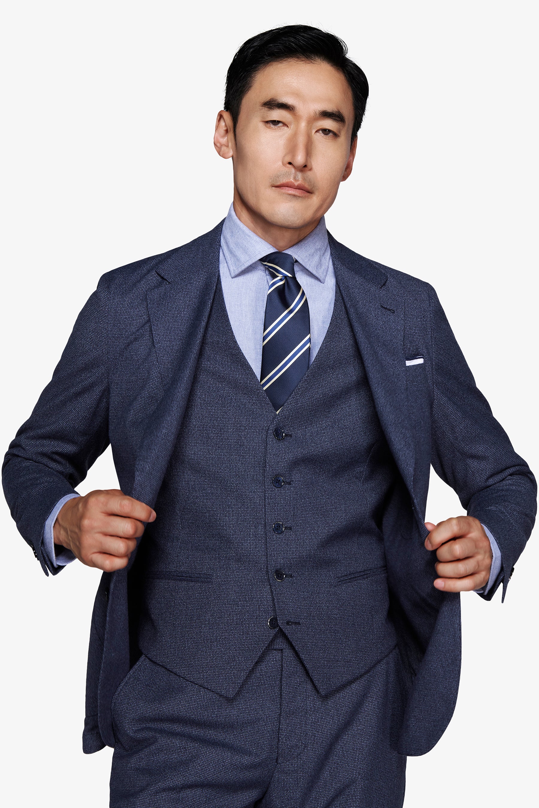 Powder blue Pied de Poule blazer