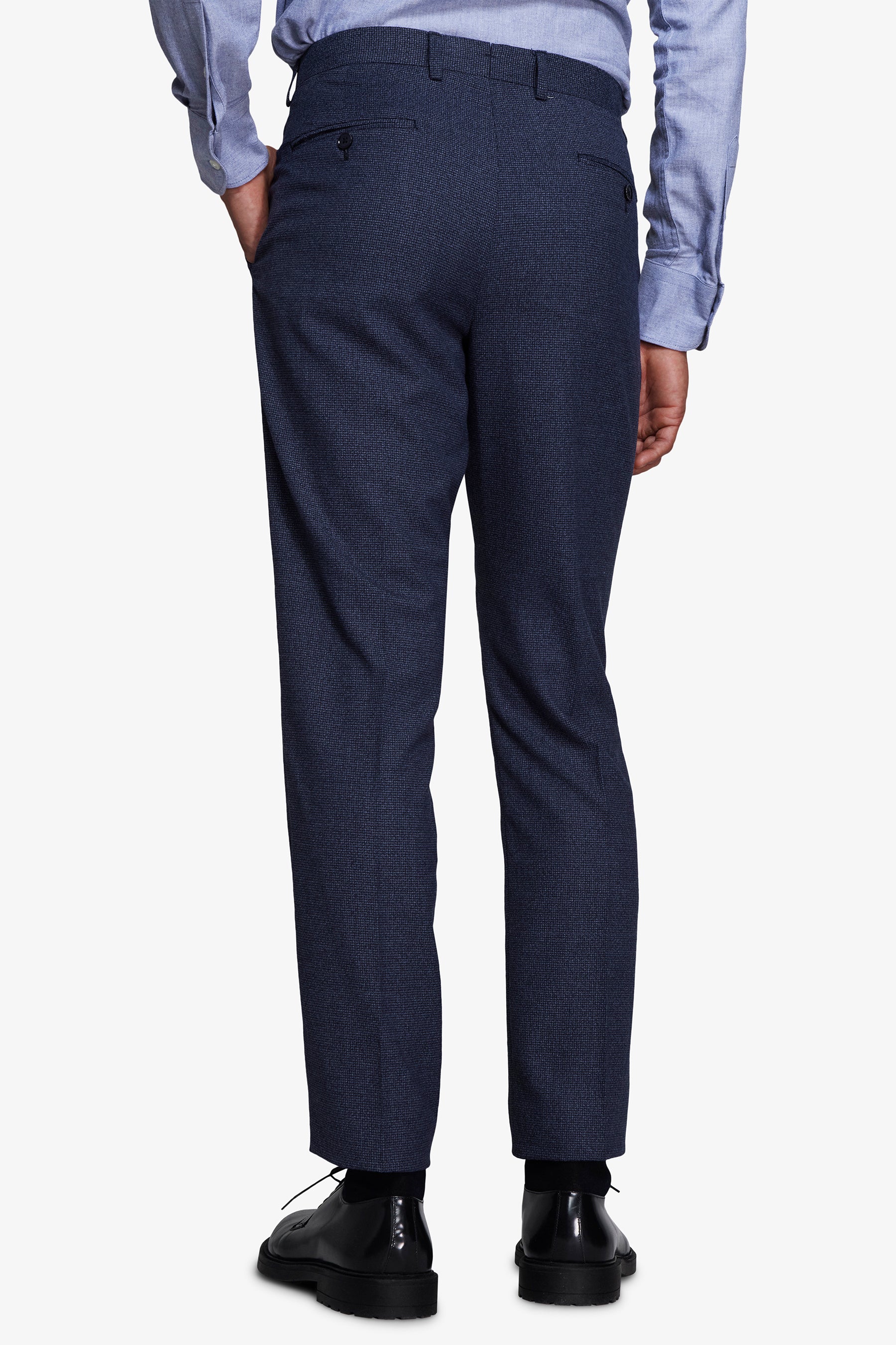 Pantalon pied-de-poule bleu pastel