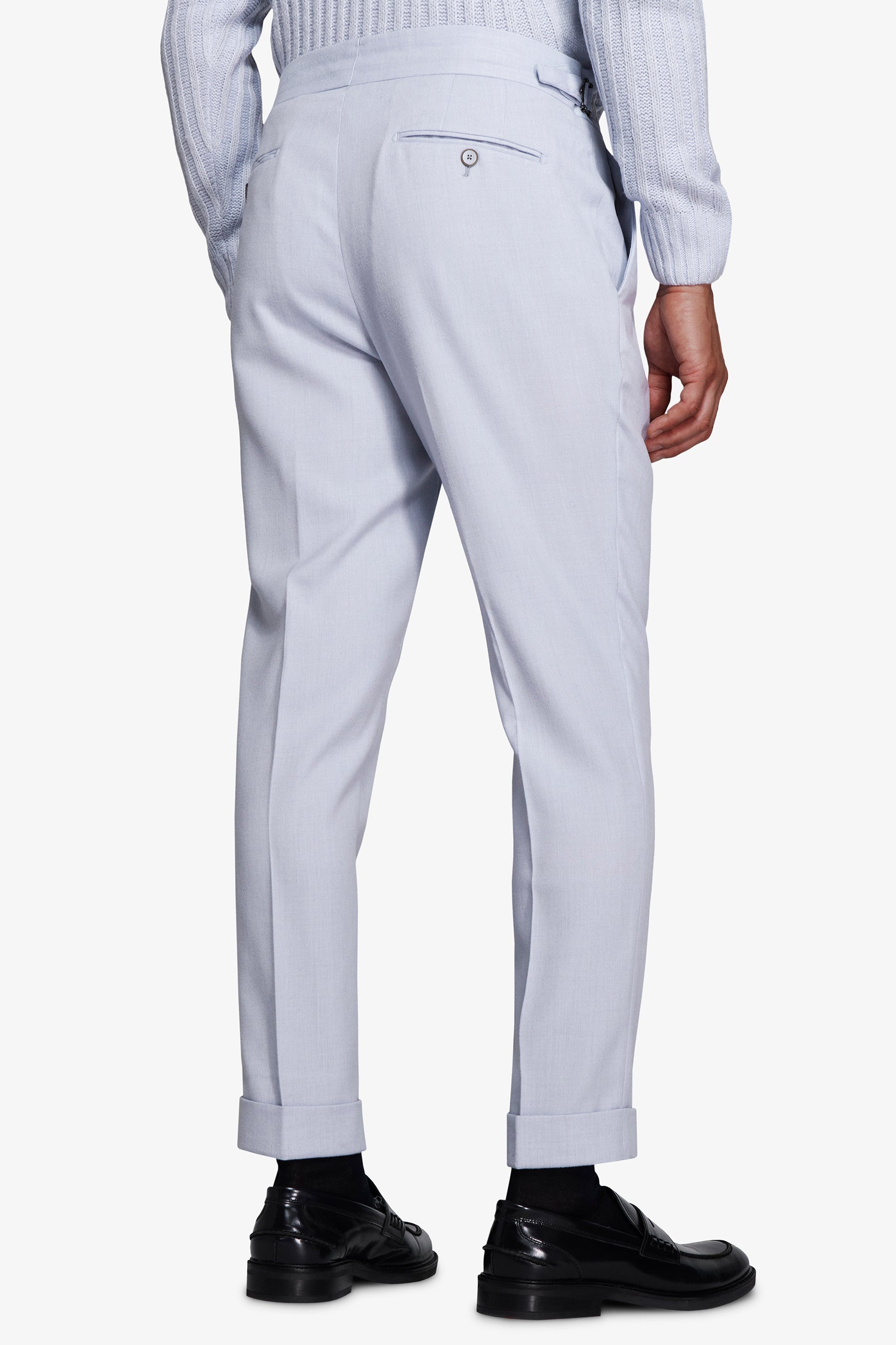 Pantaloni effetto flanella celeste