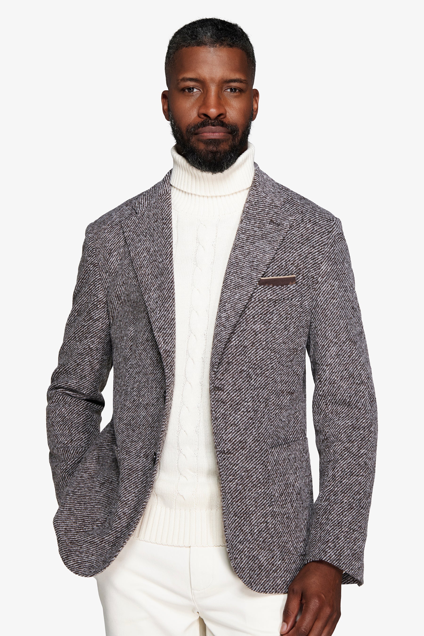 Giacca jersey diagonale tortora