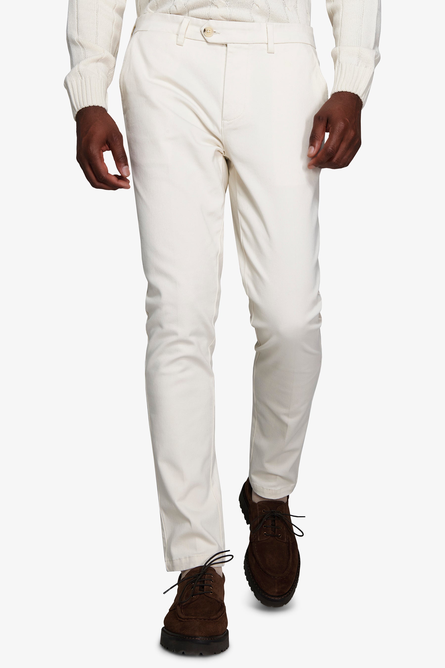 Pantaloni chino gabardina off white