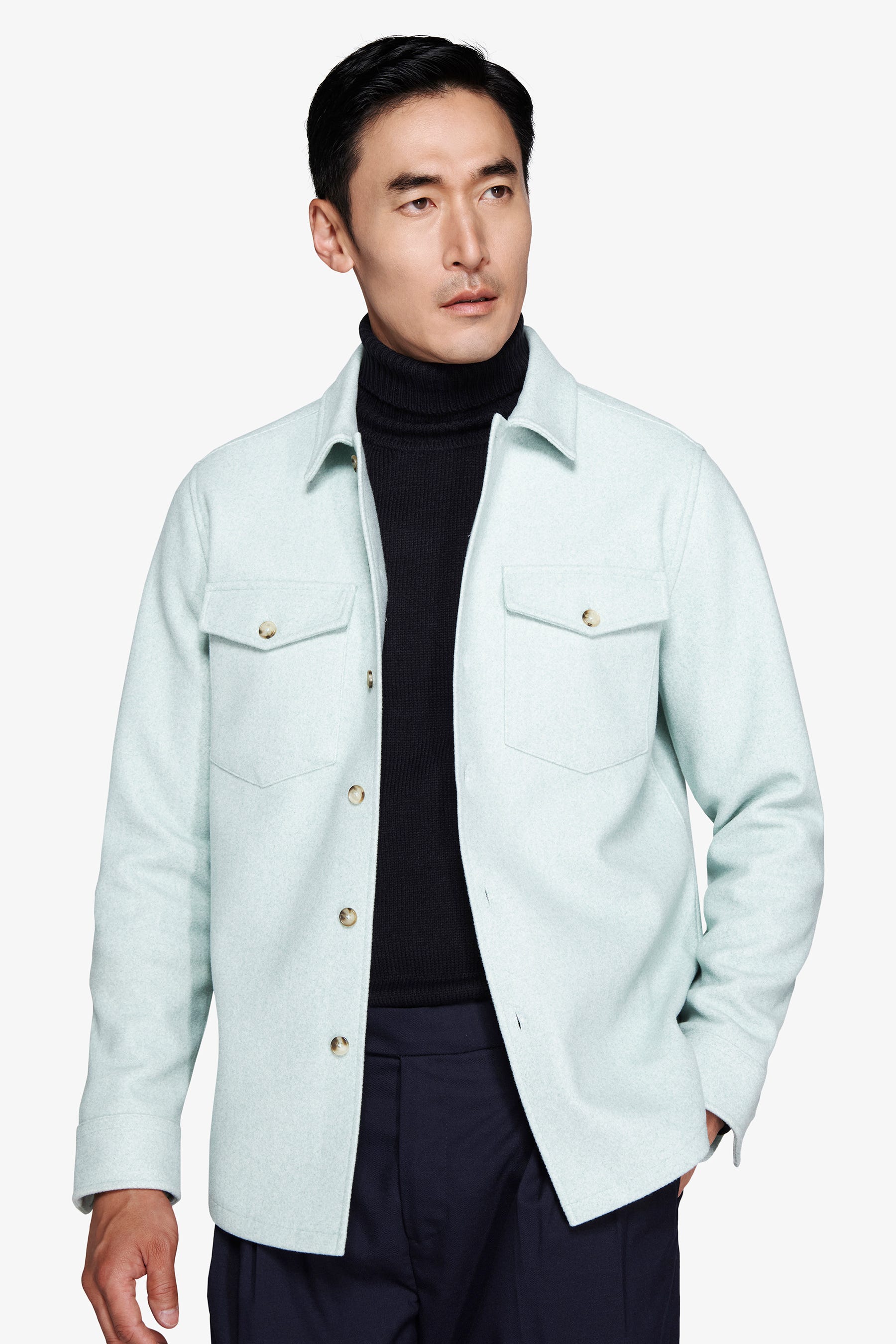 Overshirt effetto flanella verde acqua-Dan John