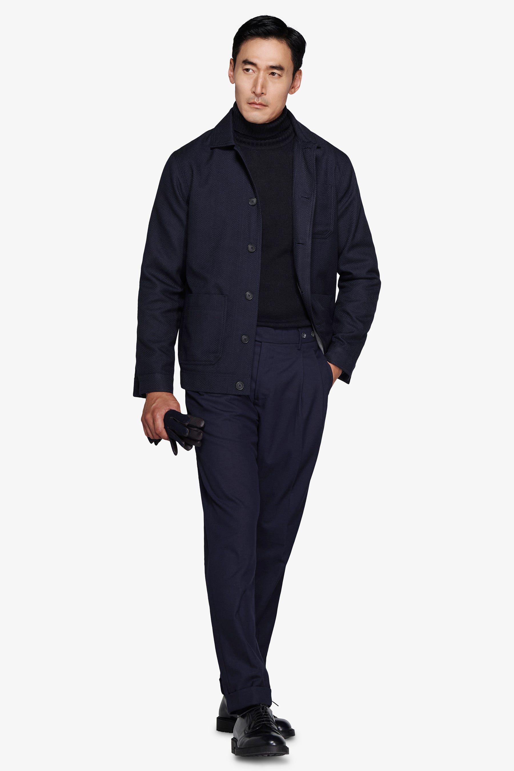 Giubbotto corto Herringbone blu-Dan John