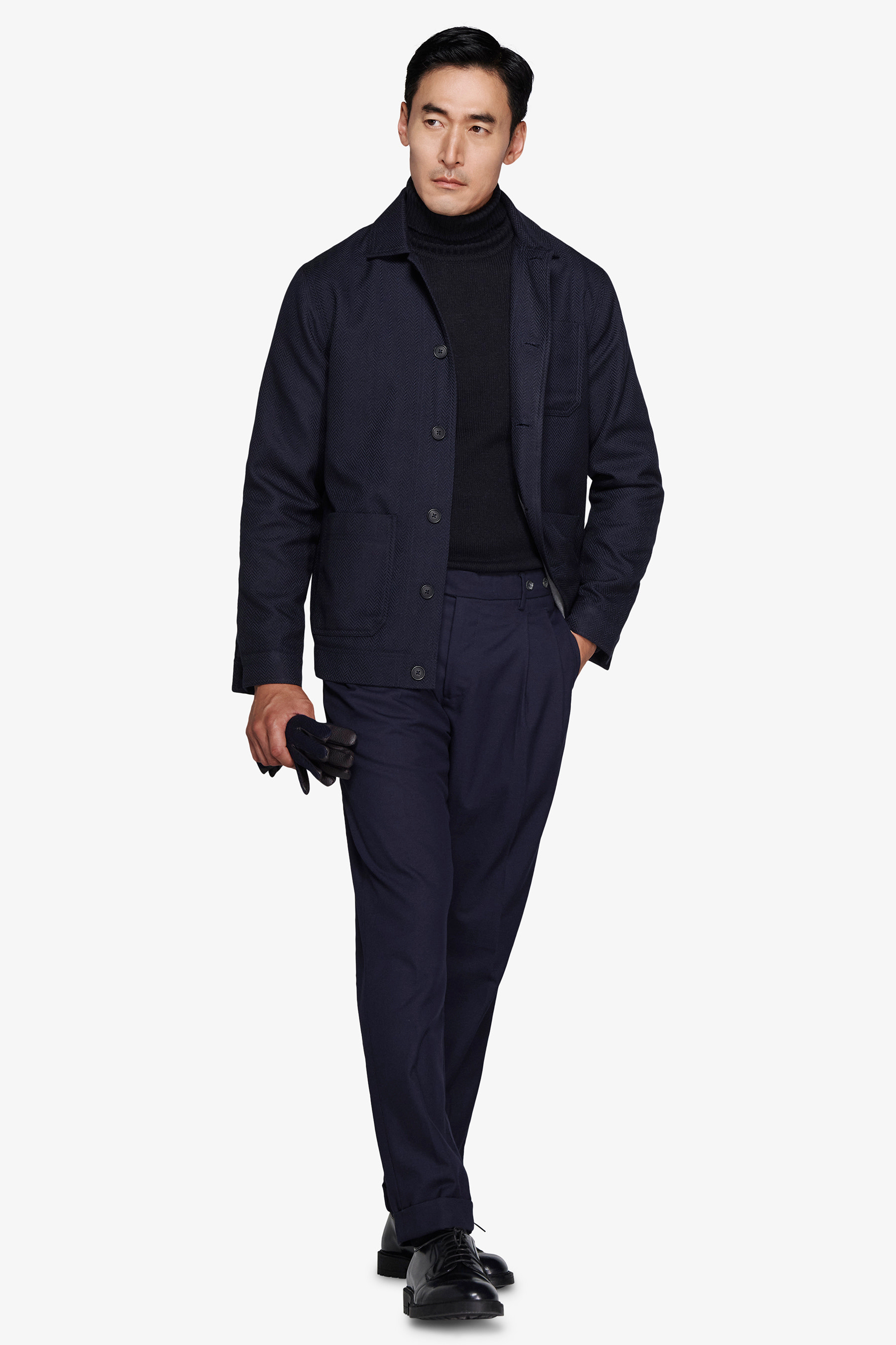 Giubbotto corto Herringbone blu-Dan John