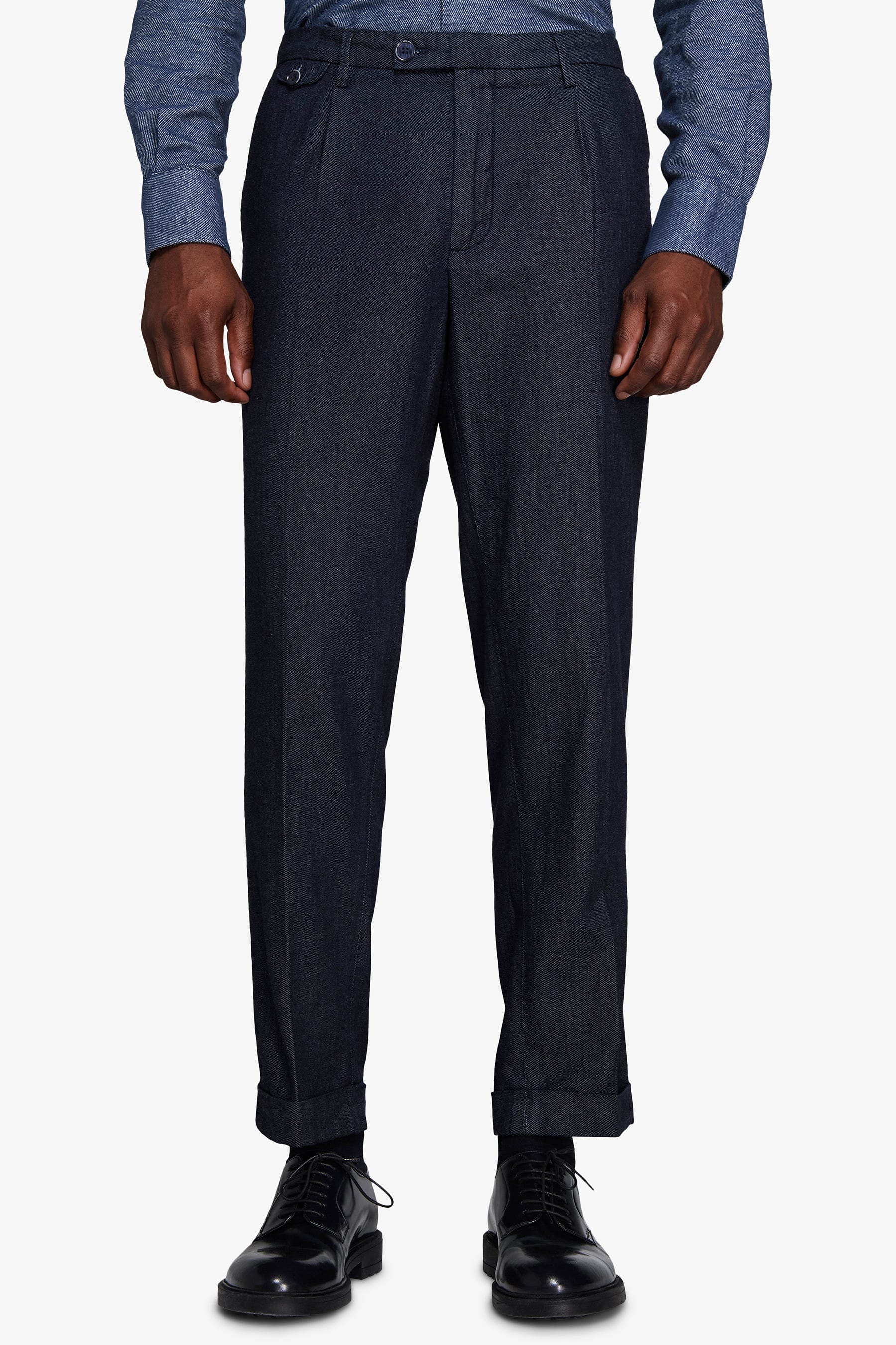 Pantaloni effetto denim blu-Dan John