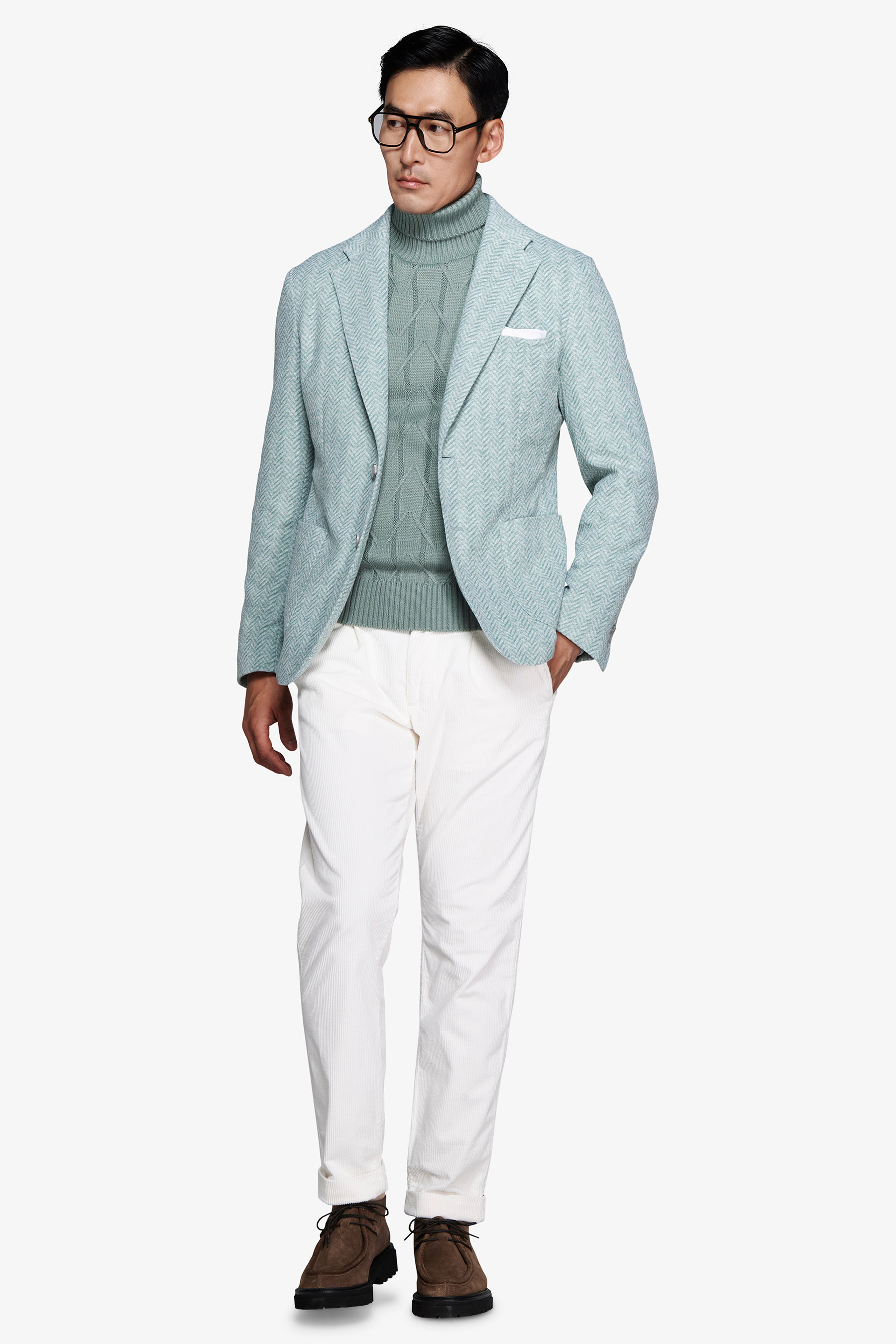 Giacca jersey spigata verde acqua-Dan John