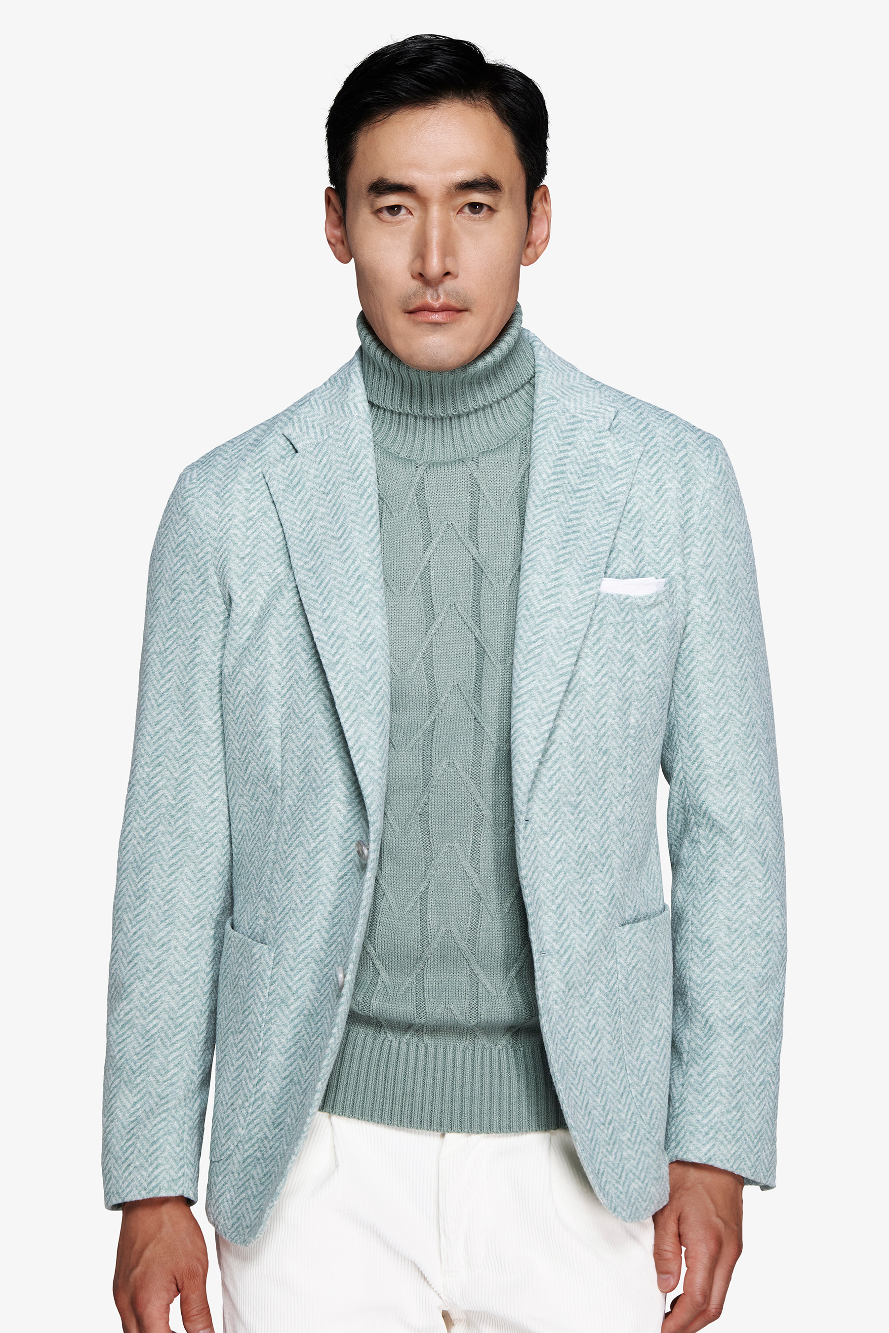 Giacca jersey spigata verde acqua-Dan John