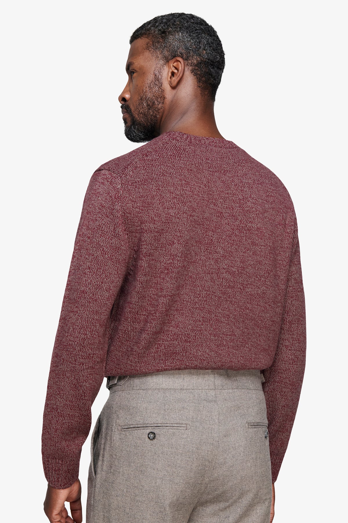 Maglia girocollo mouline' bordeaux