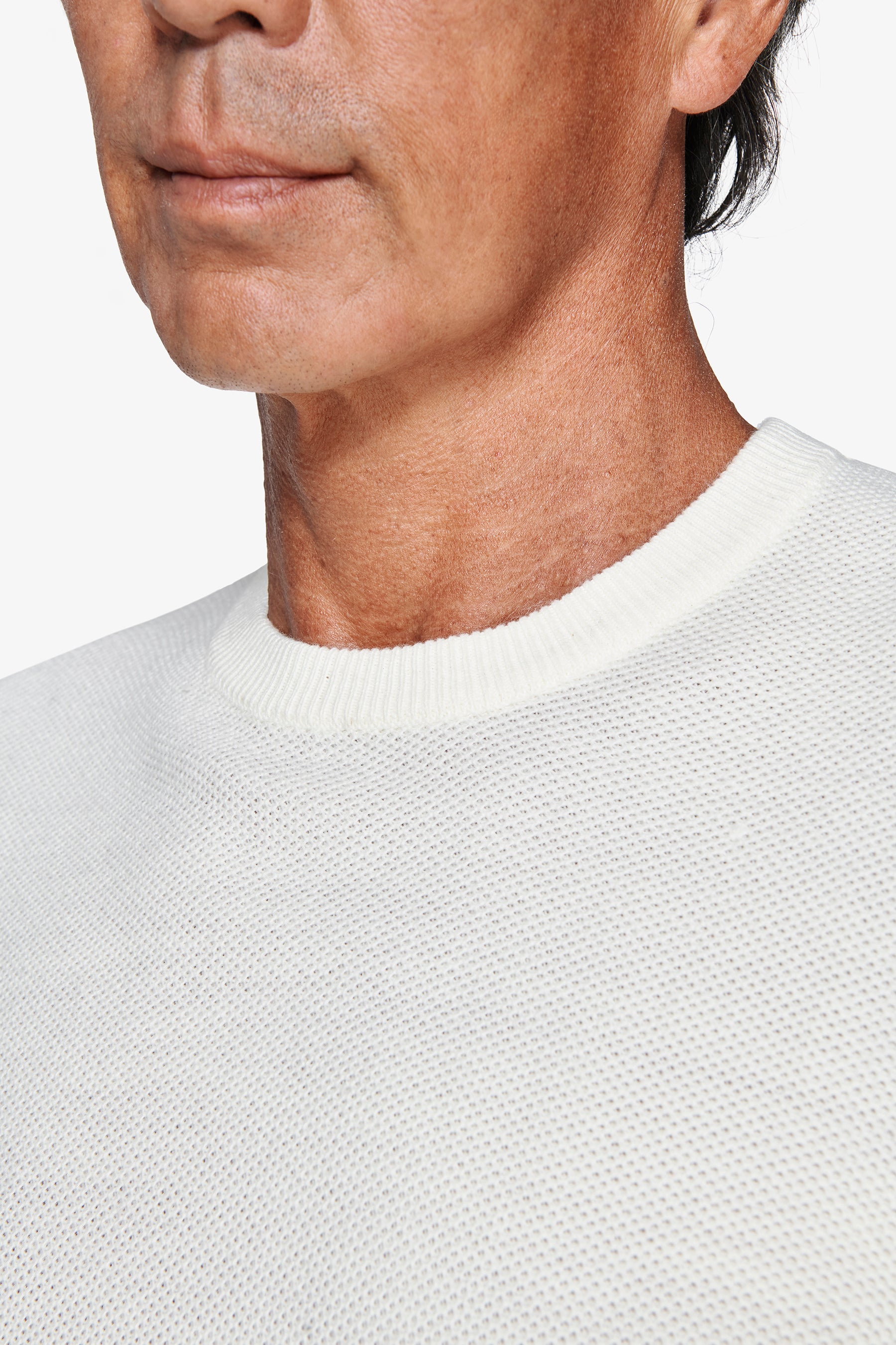 Maglia girocollo chicco di riso panna