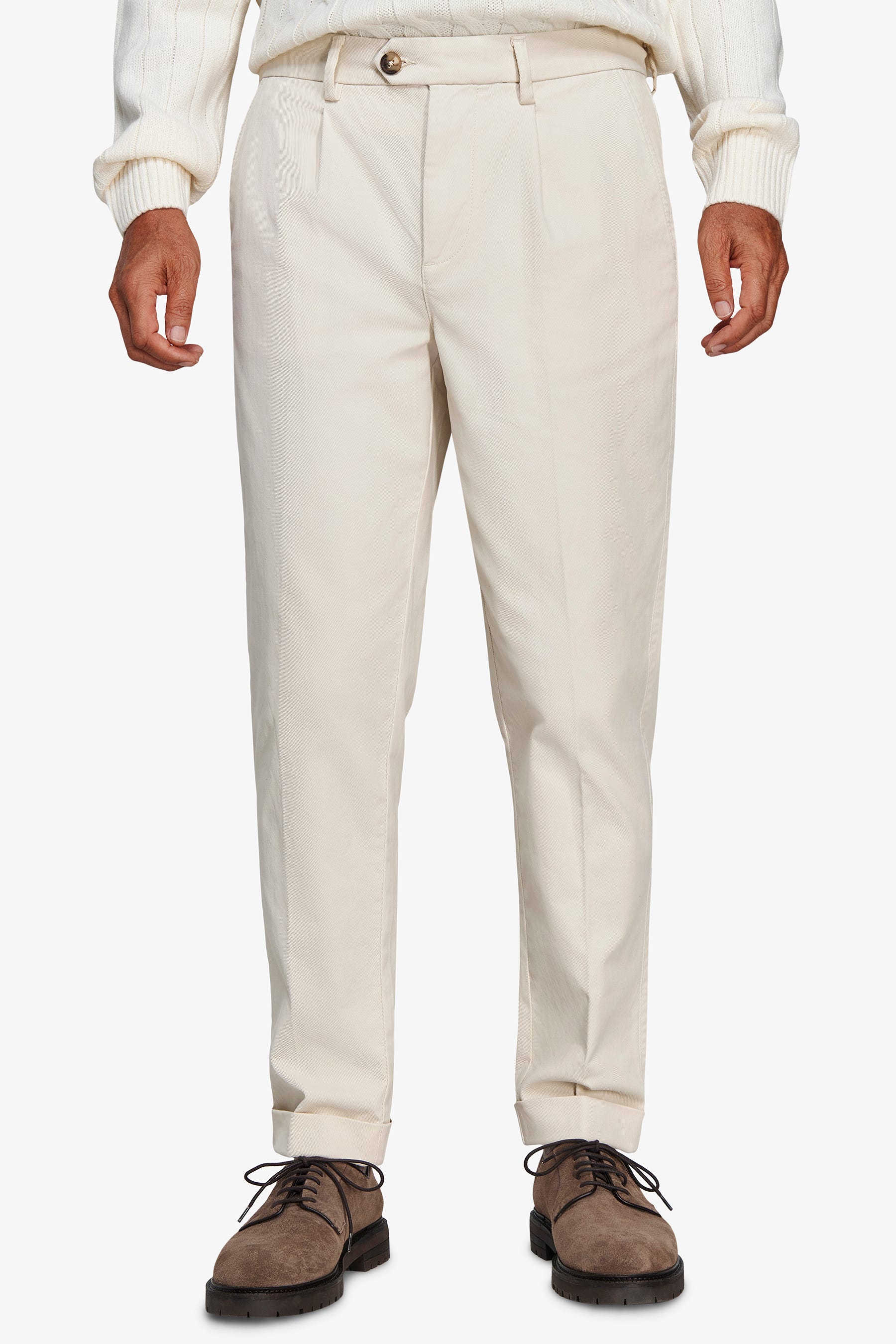 Pantaloni cavalry straight fit panna