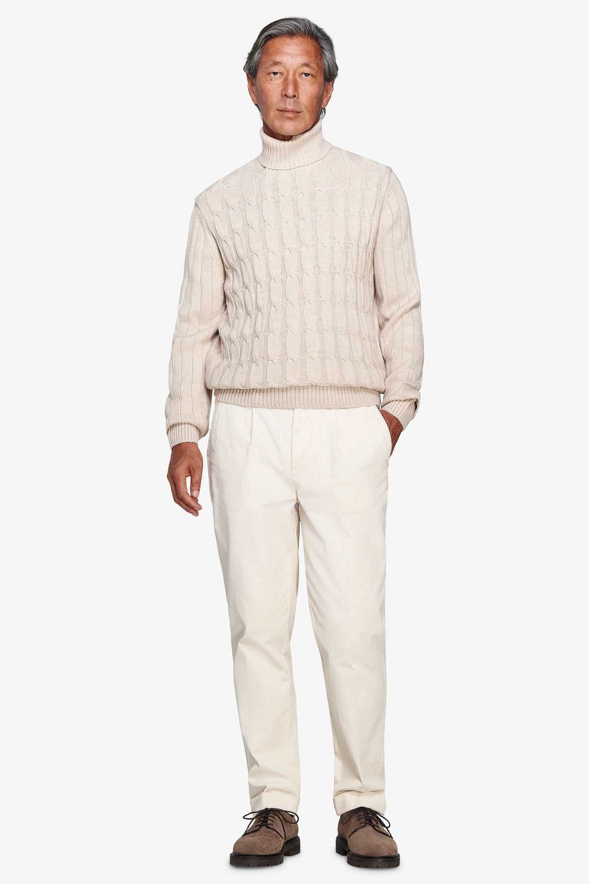 Maglia dolcevita treccia corda