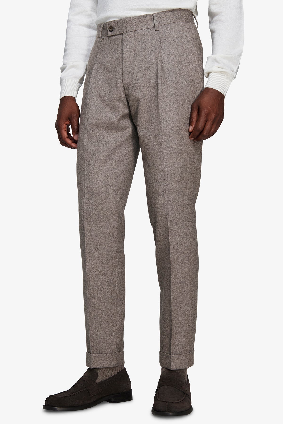 Pantaloni mano cardata tortora