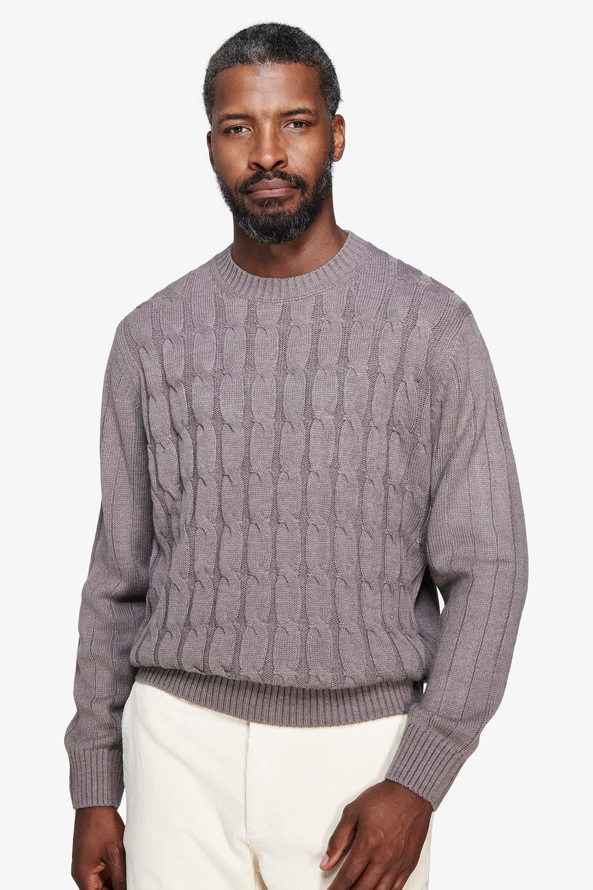 Maglia girocollo treccia fango