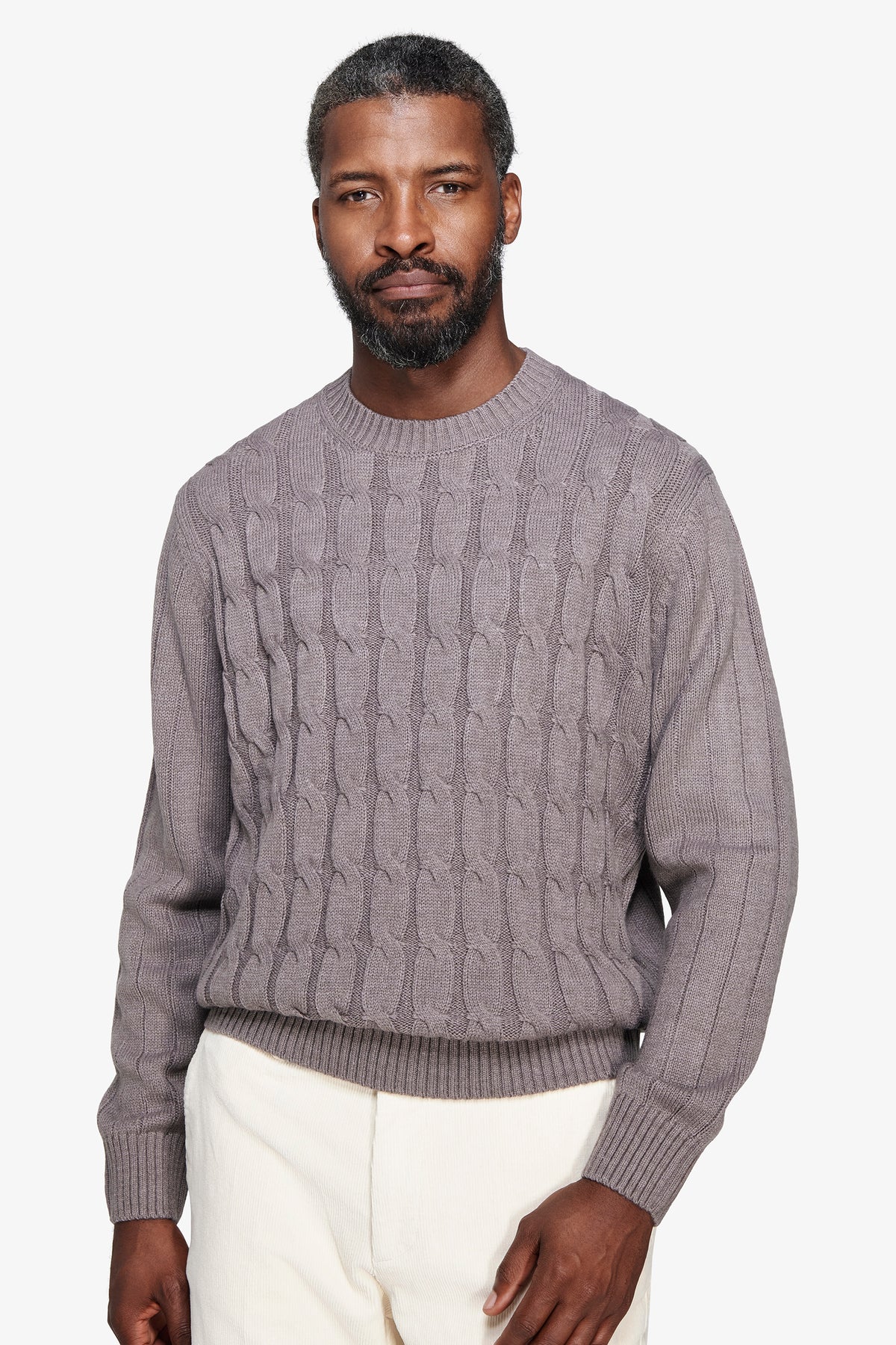 Maglia girocollo treccia fango