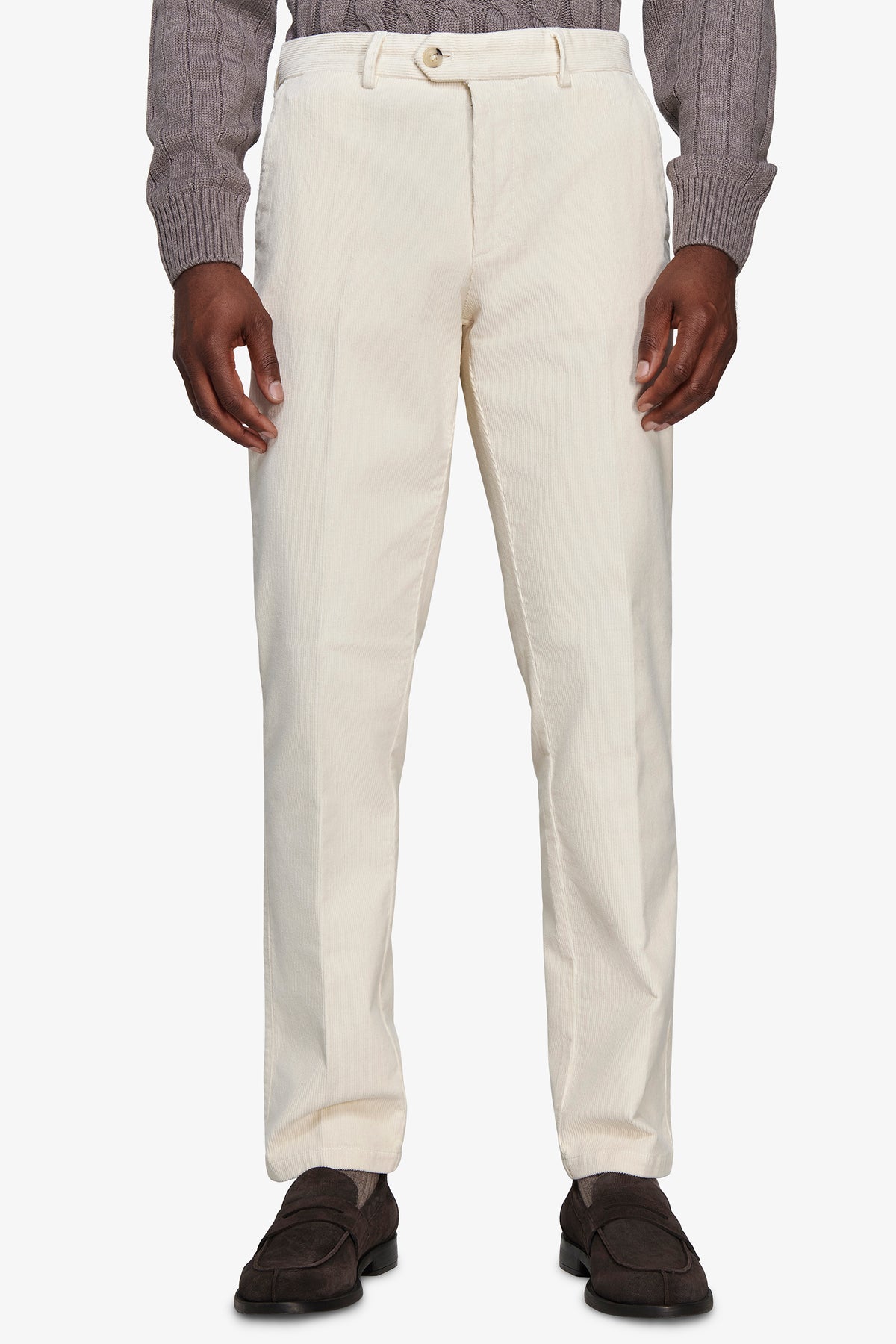 Pantaloni velluto millerighe regular bianchi