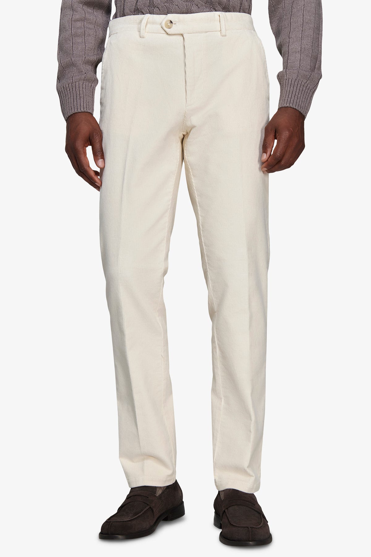 Pantaloni velluto millerighe regular bianchi